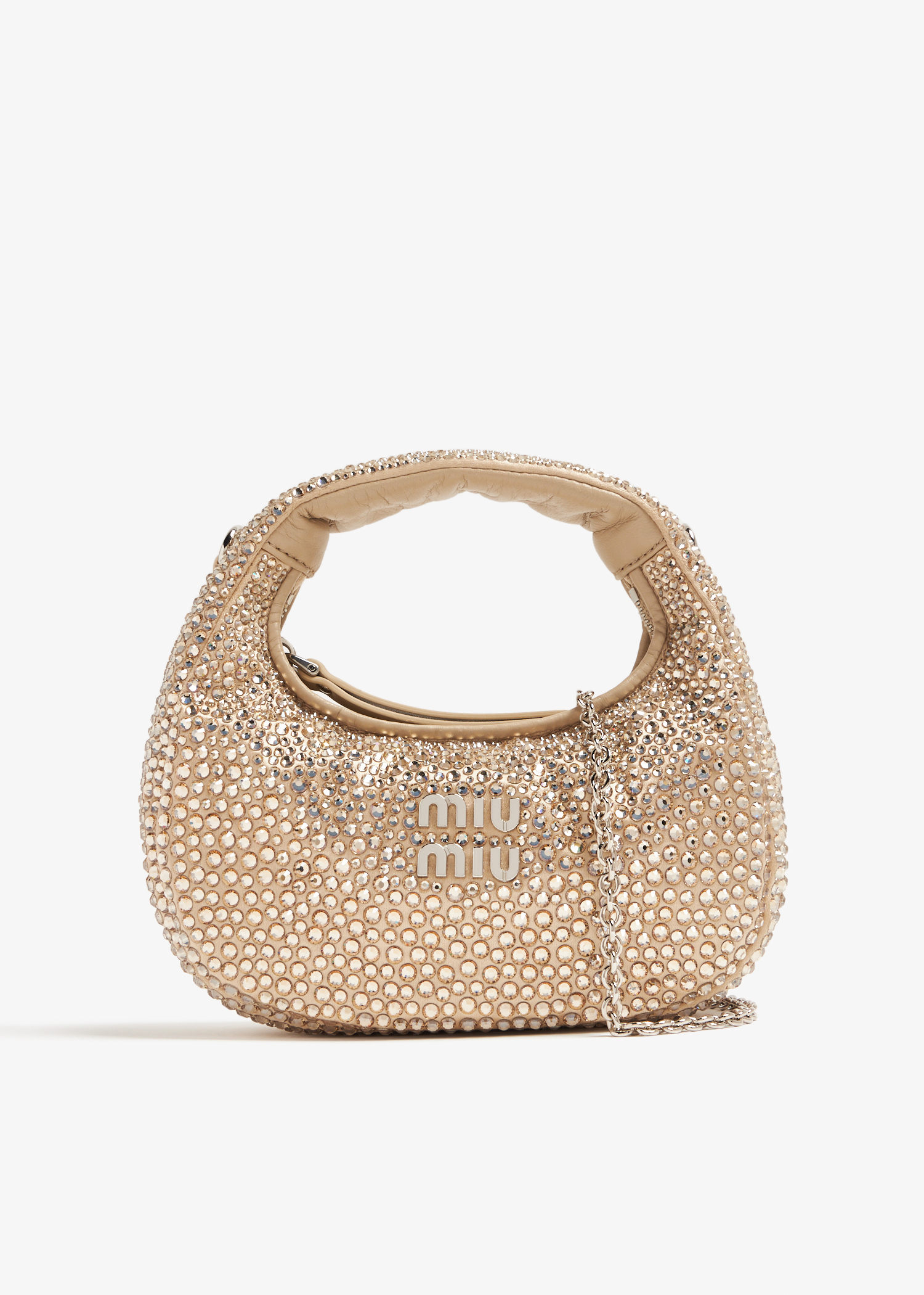 

Wander crystal mini hobo bag, Beige