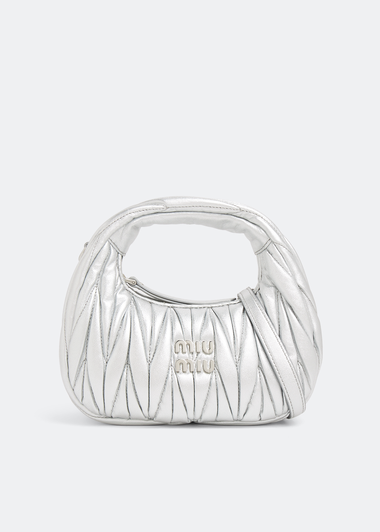 

Wander matelassé hobo mini bag, Silver