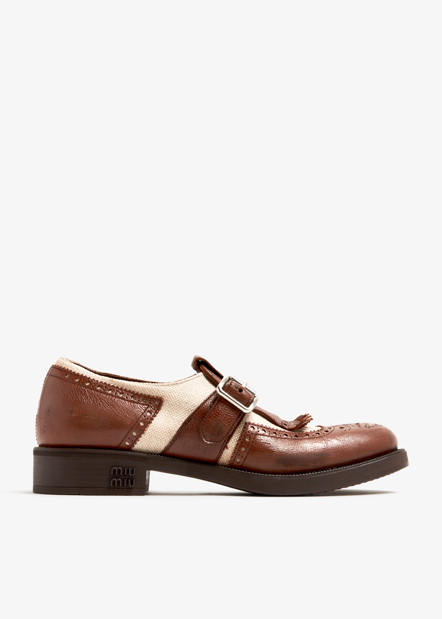 

x Church's Shanghai leather and linen shoes, Brown