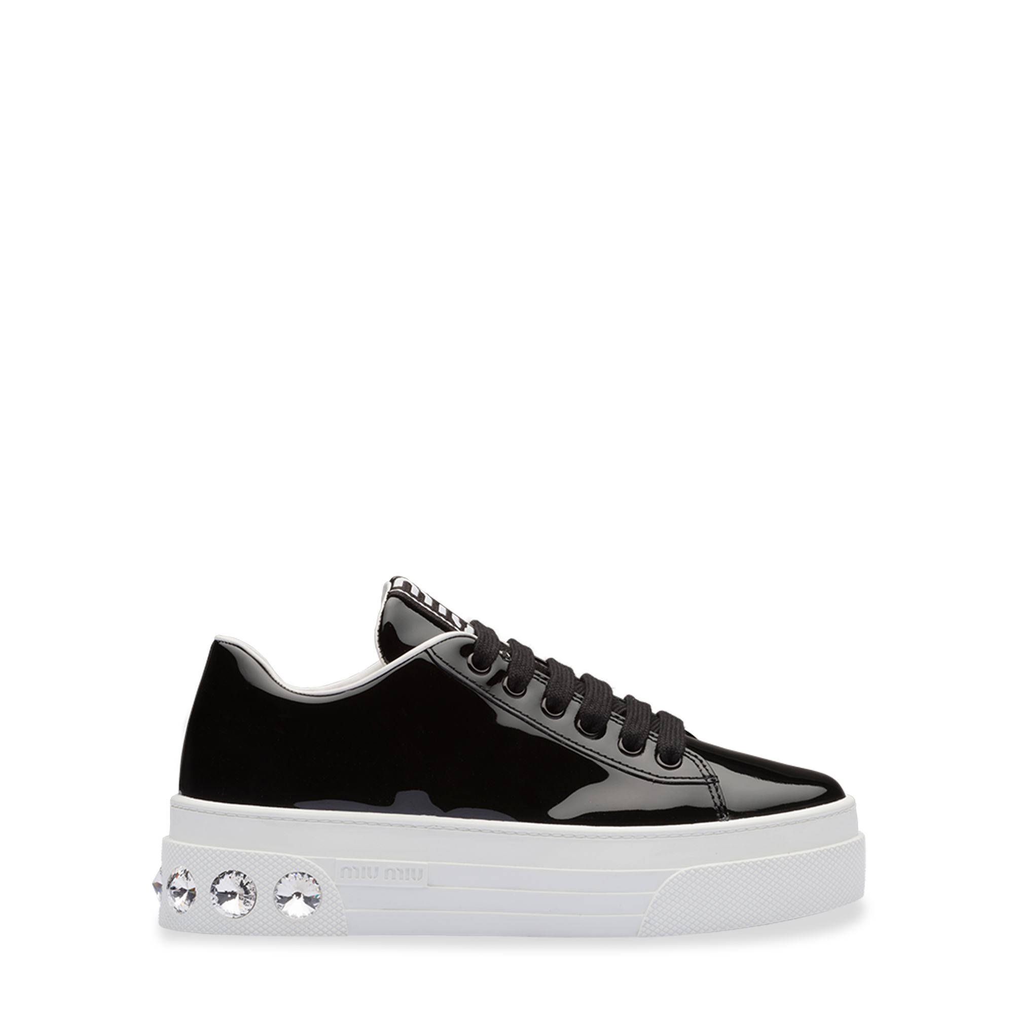 

Jewelled leather sneakers, Black