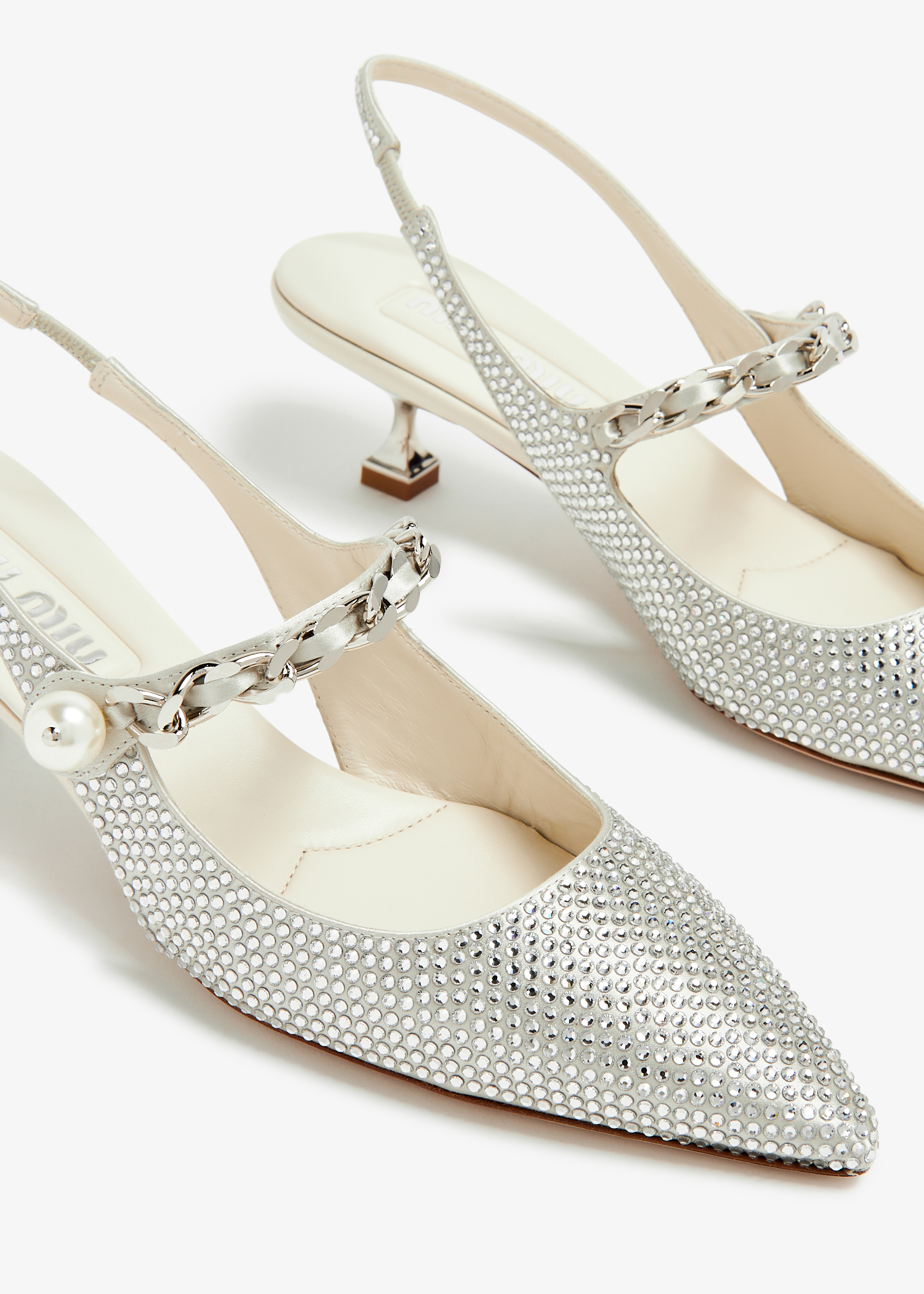 

Crystal slingback ballerinas, Grey