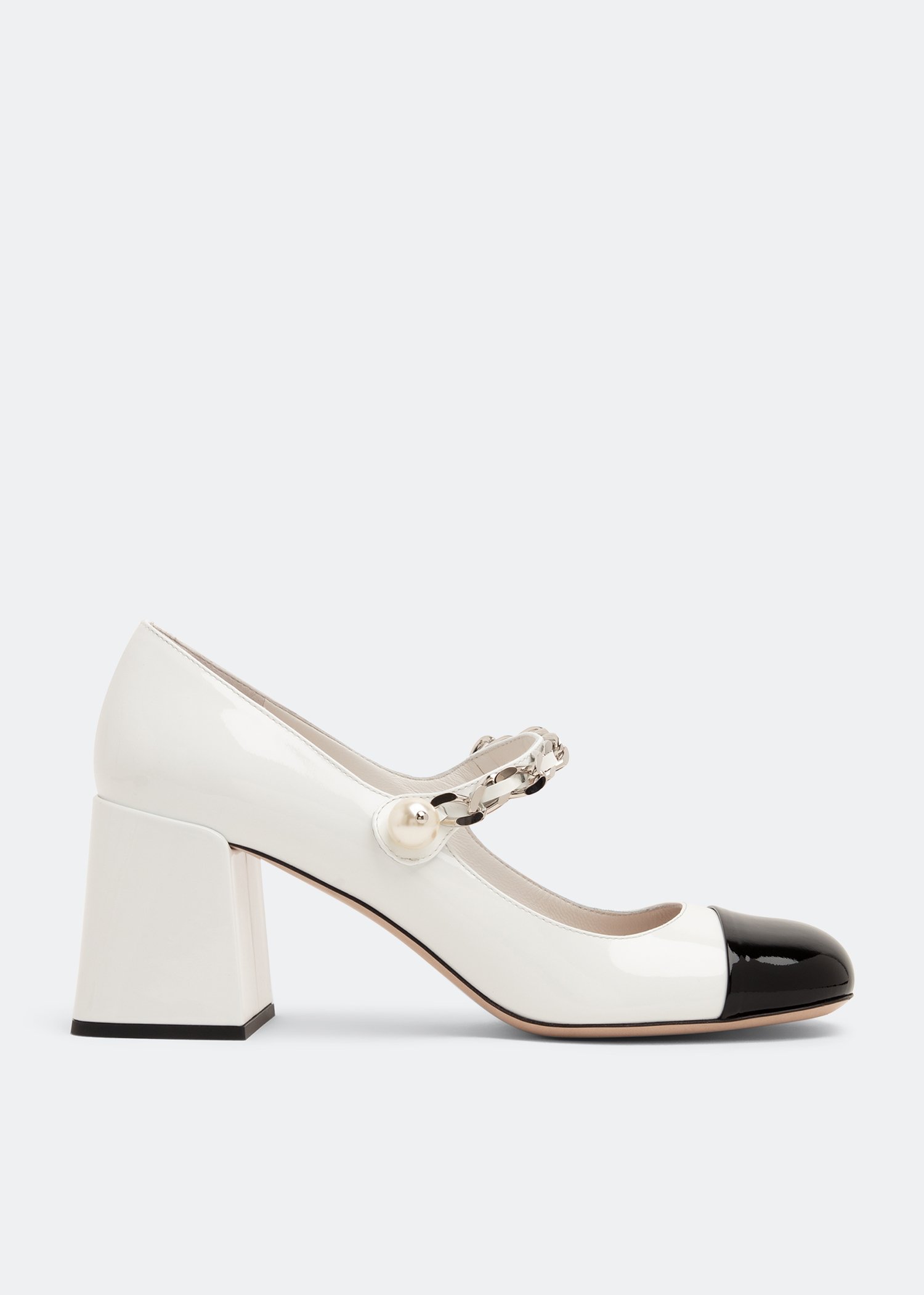 

Patent leather pumps, White