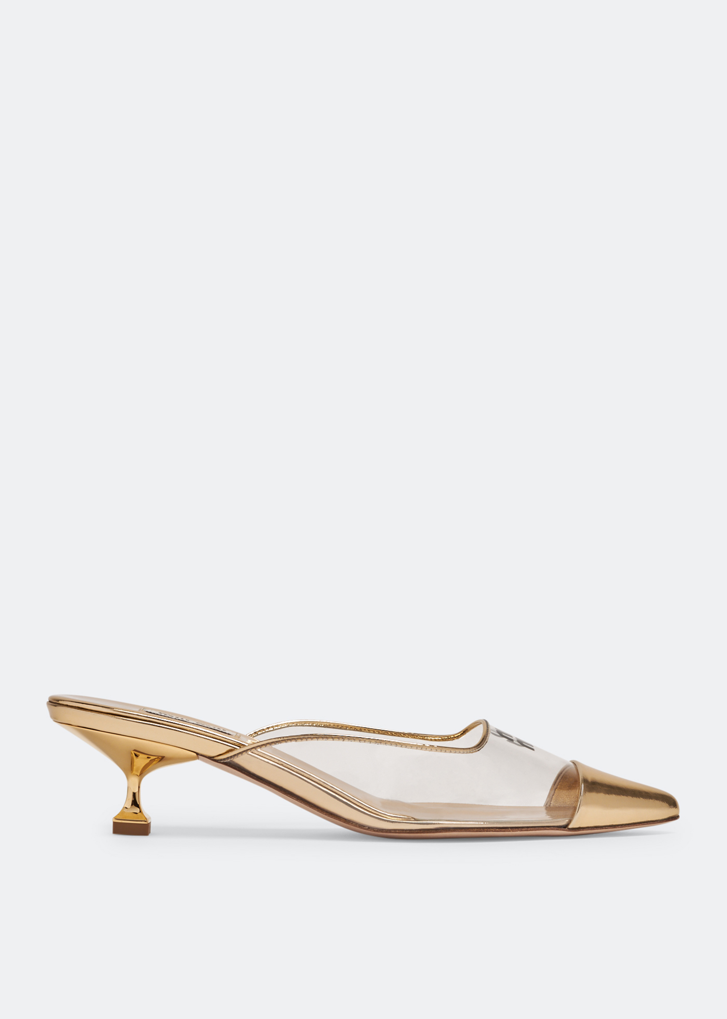 

Plexiglass mules, Gold