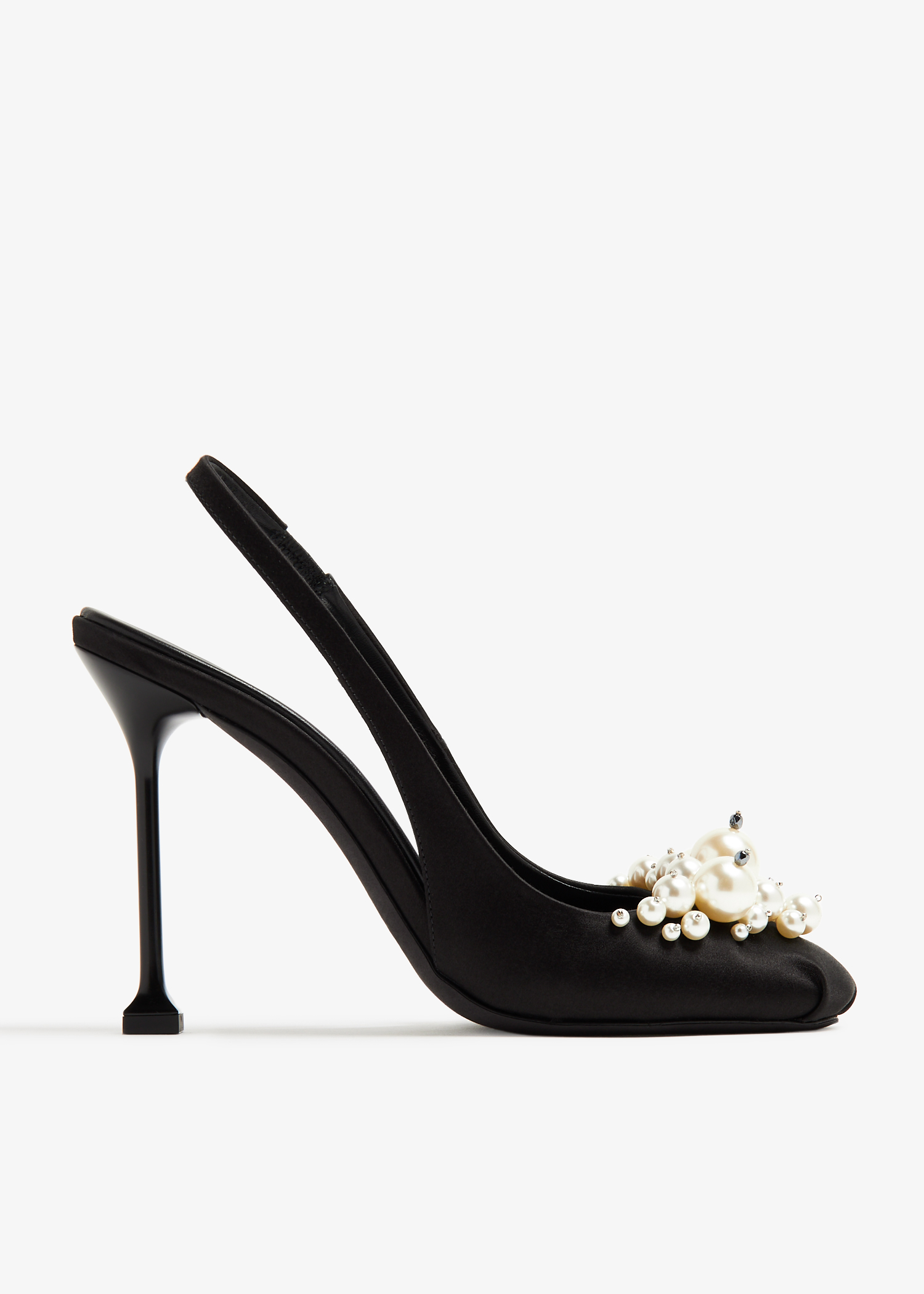 

Satin slingback pumps, Black