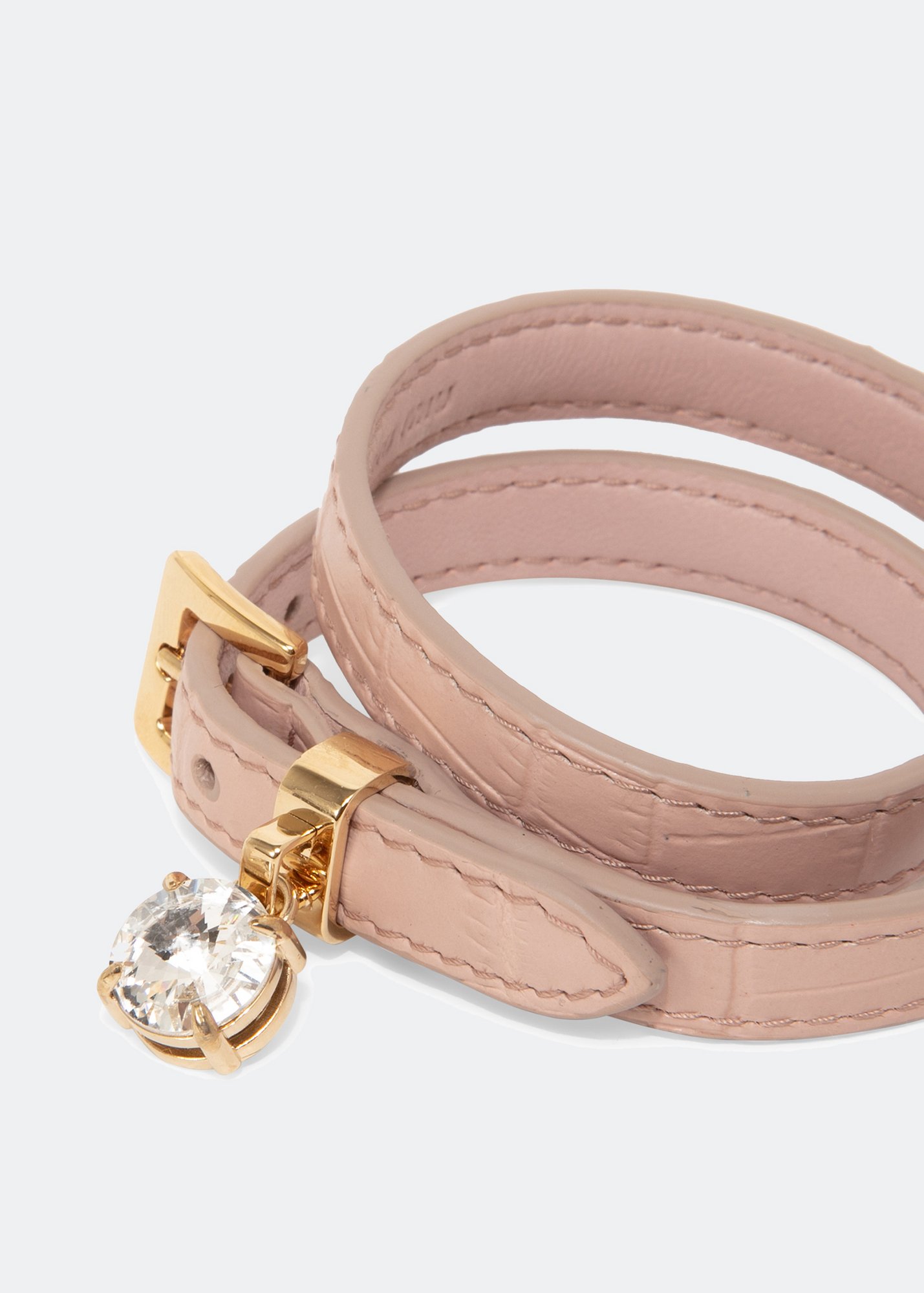 

Madras leather bracelet, Pink