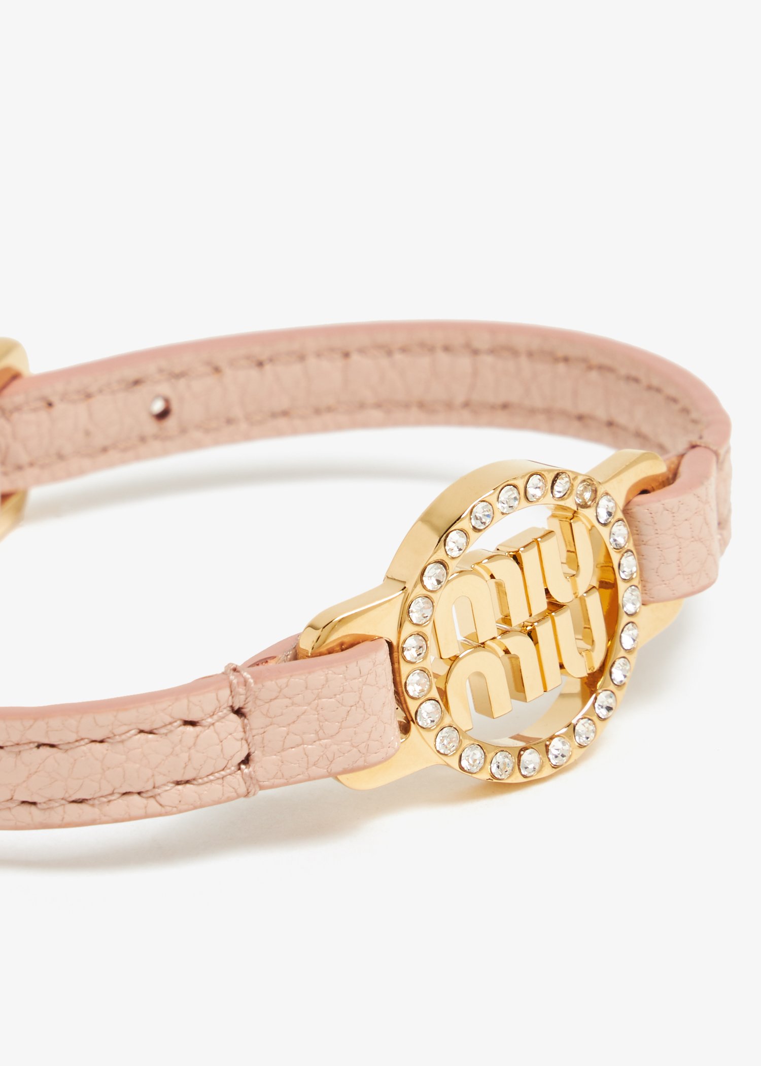 

Madras leather bracelet, Pink