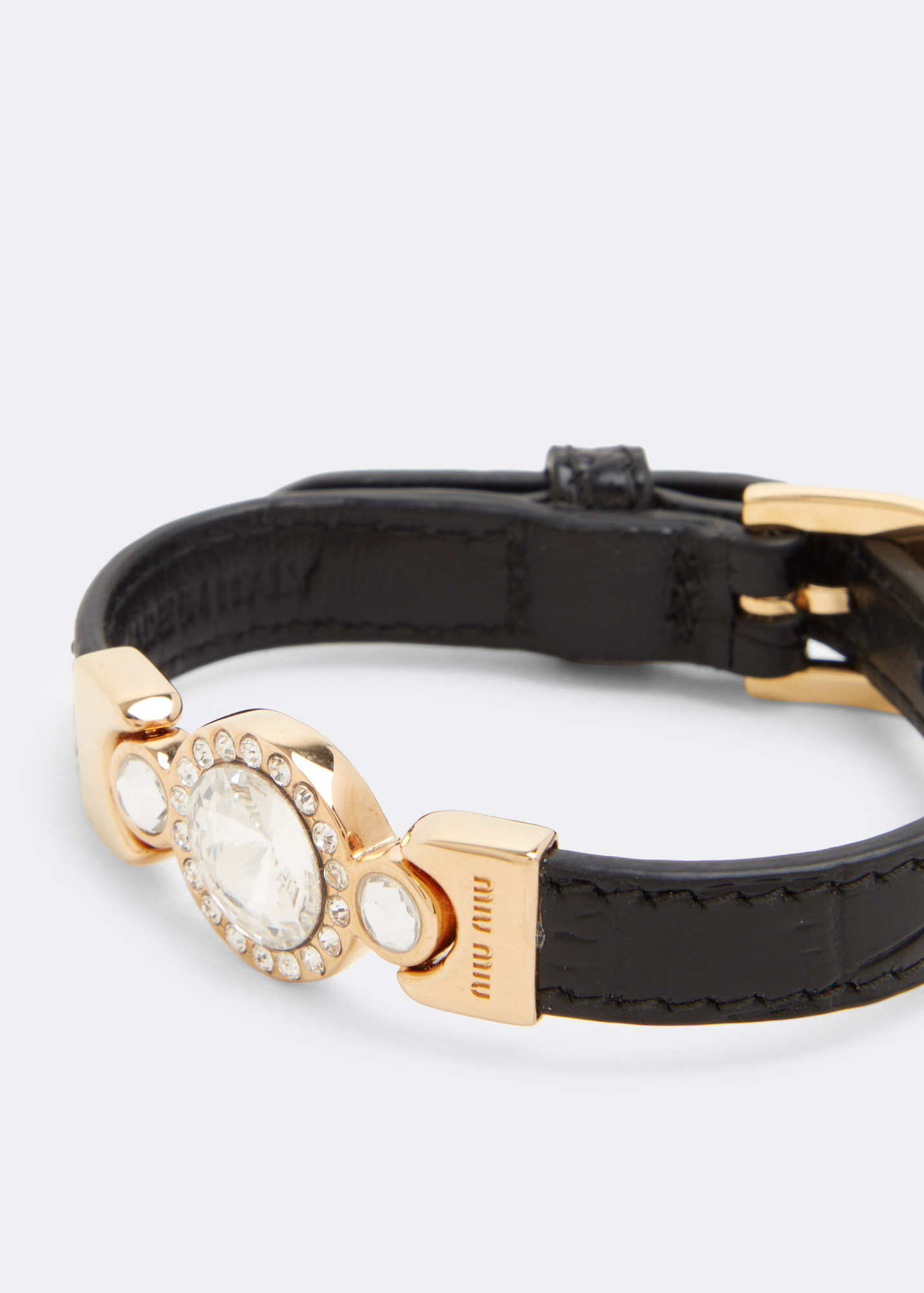 

Croco-print leather bracelet, Black