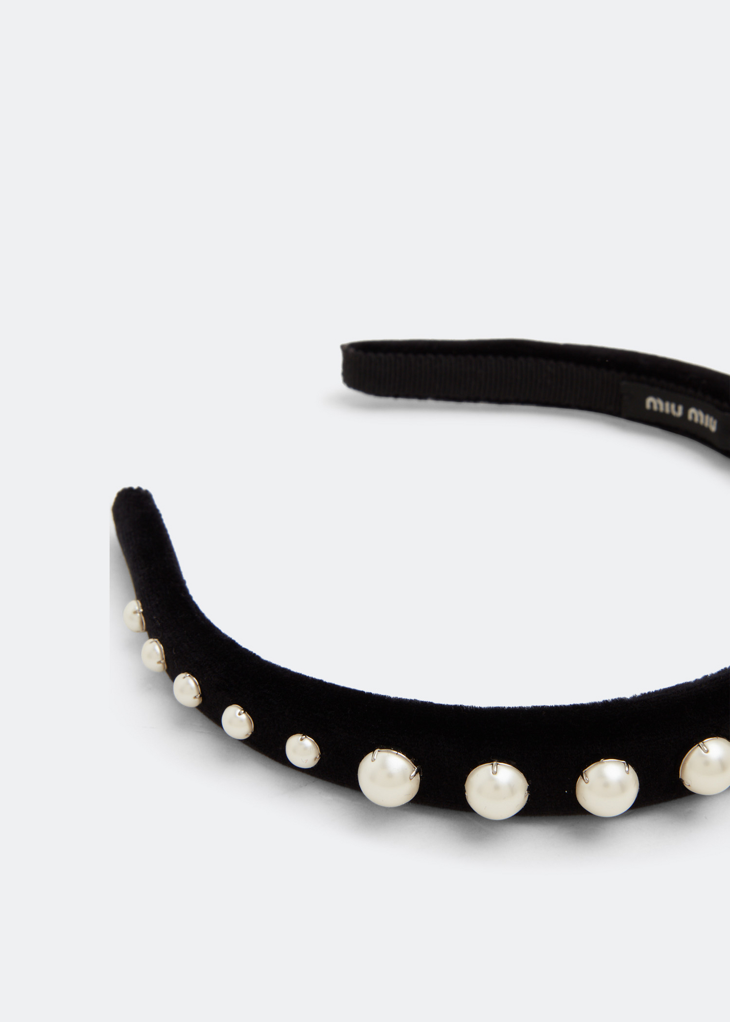 

Pearl embellished velvet headband, Black