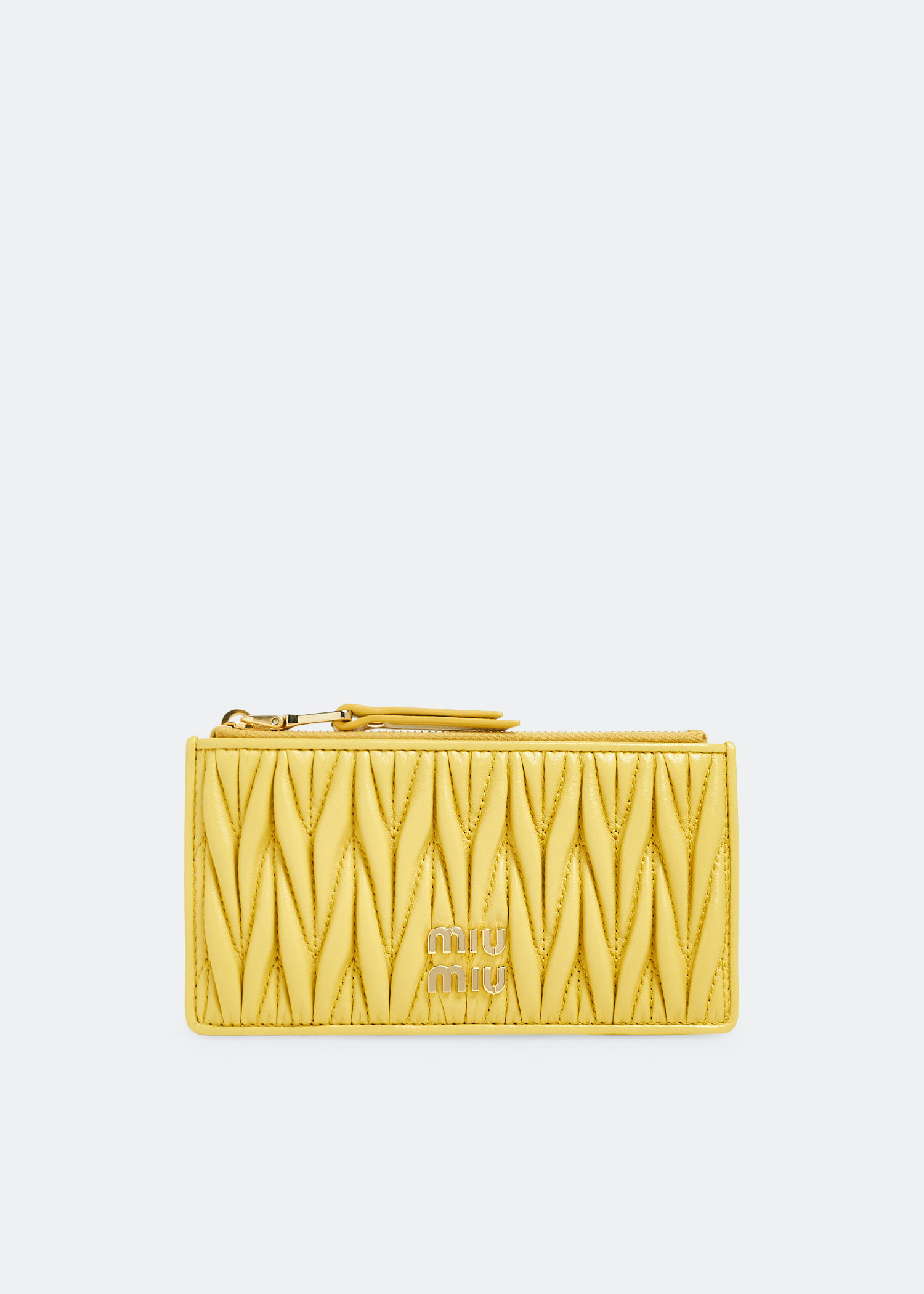 

Matelassé leather zipper wallet, Yellow