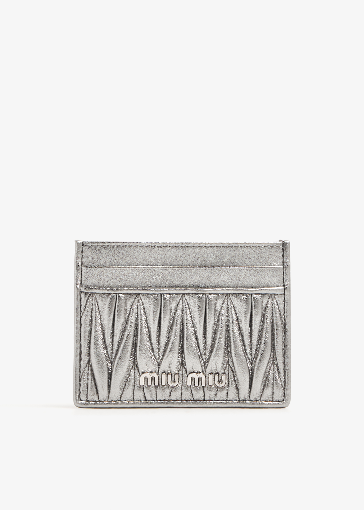 

Matelassé leather card holder, Silver