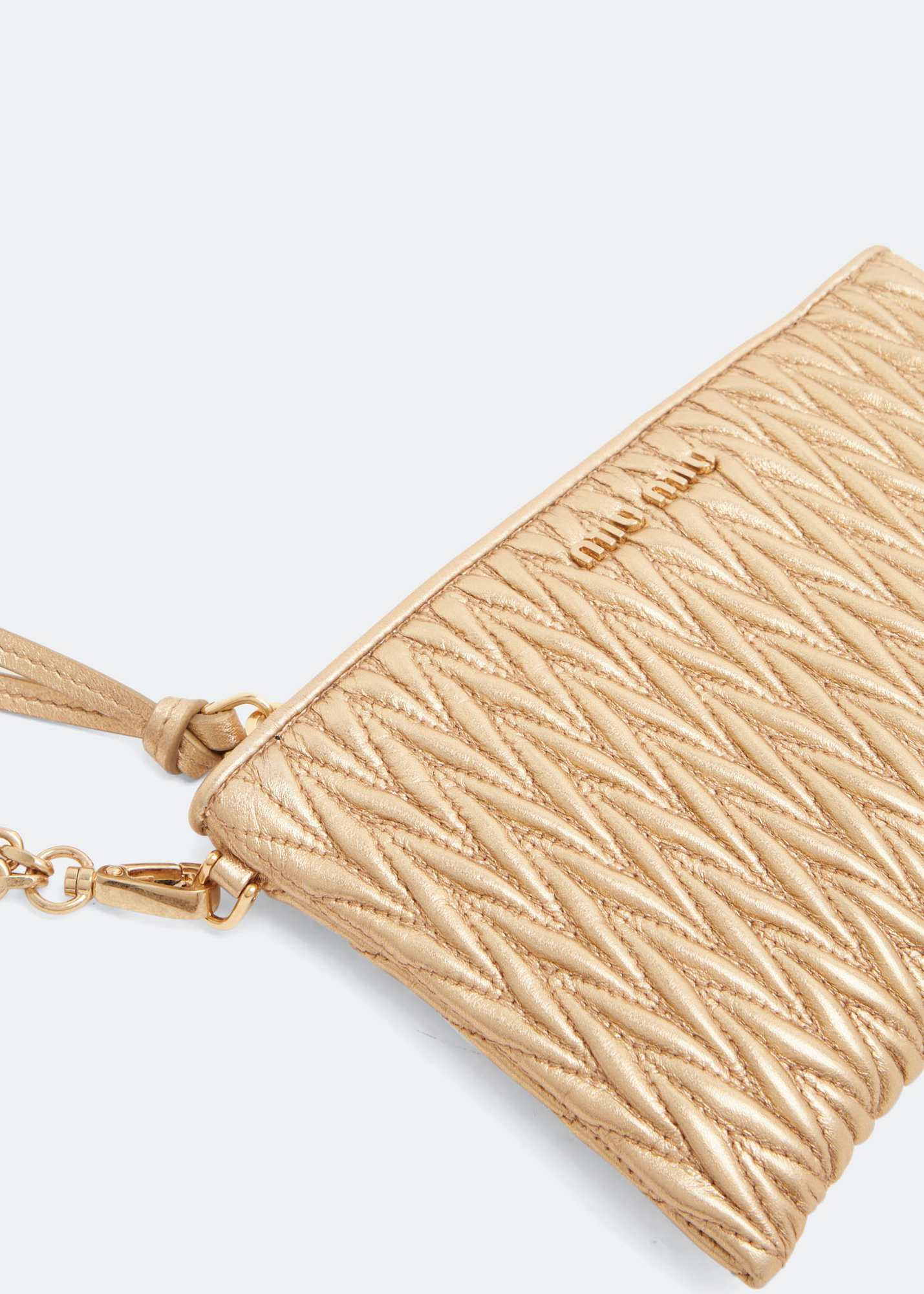 

Matelassé nappa leather pouch, Gold