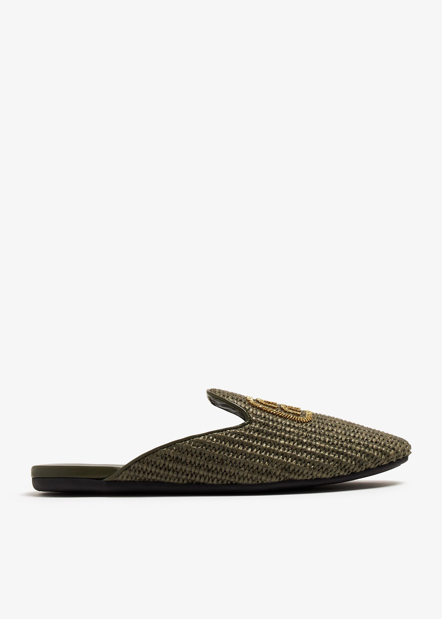 

Raffia-effect slippers, Green