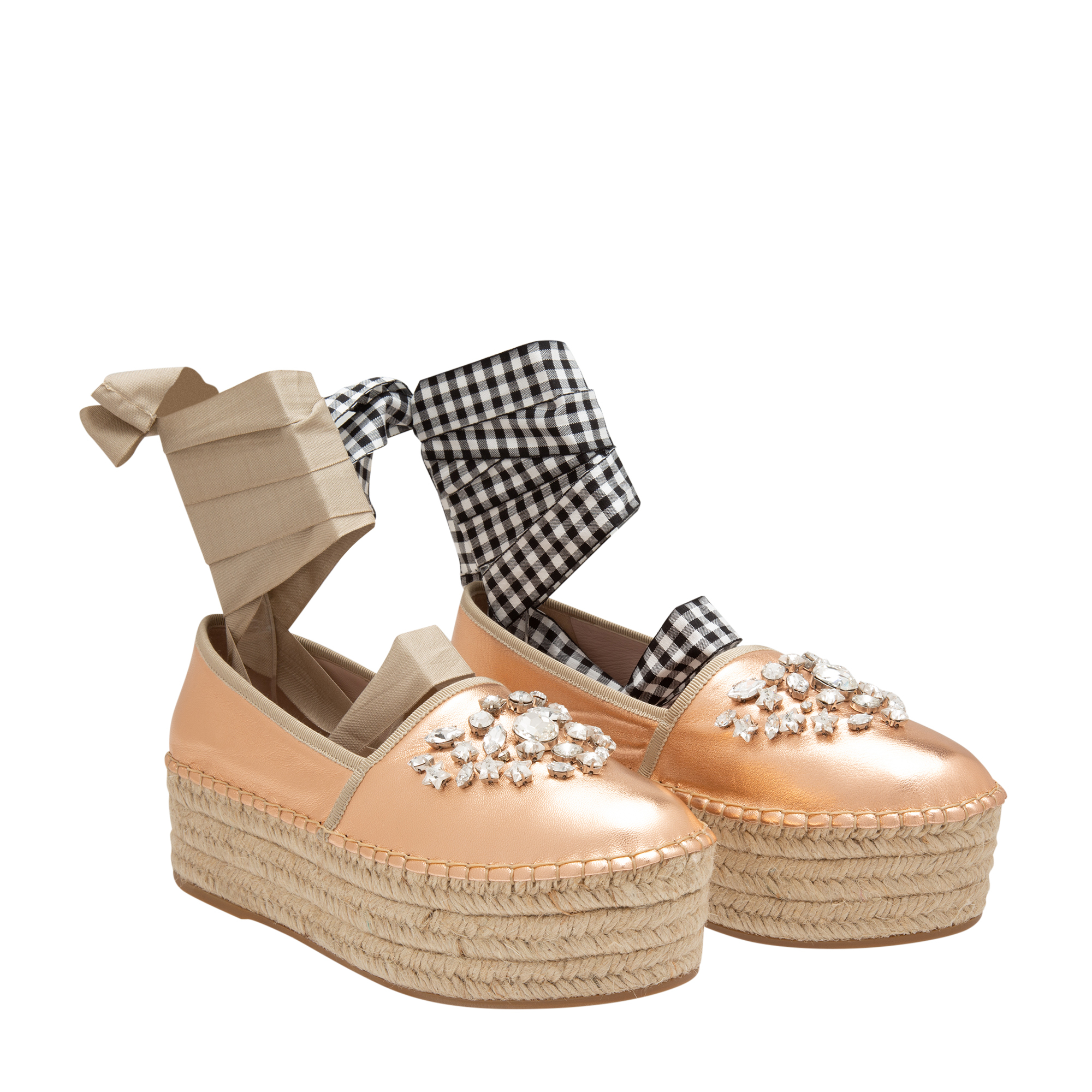 

Crystal platform espadrilles, Beige