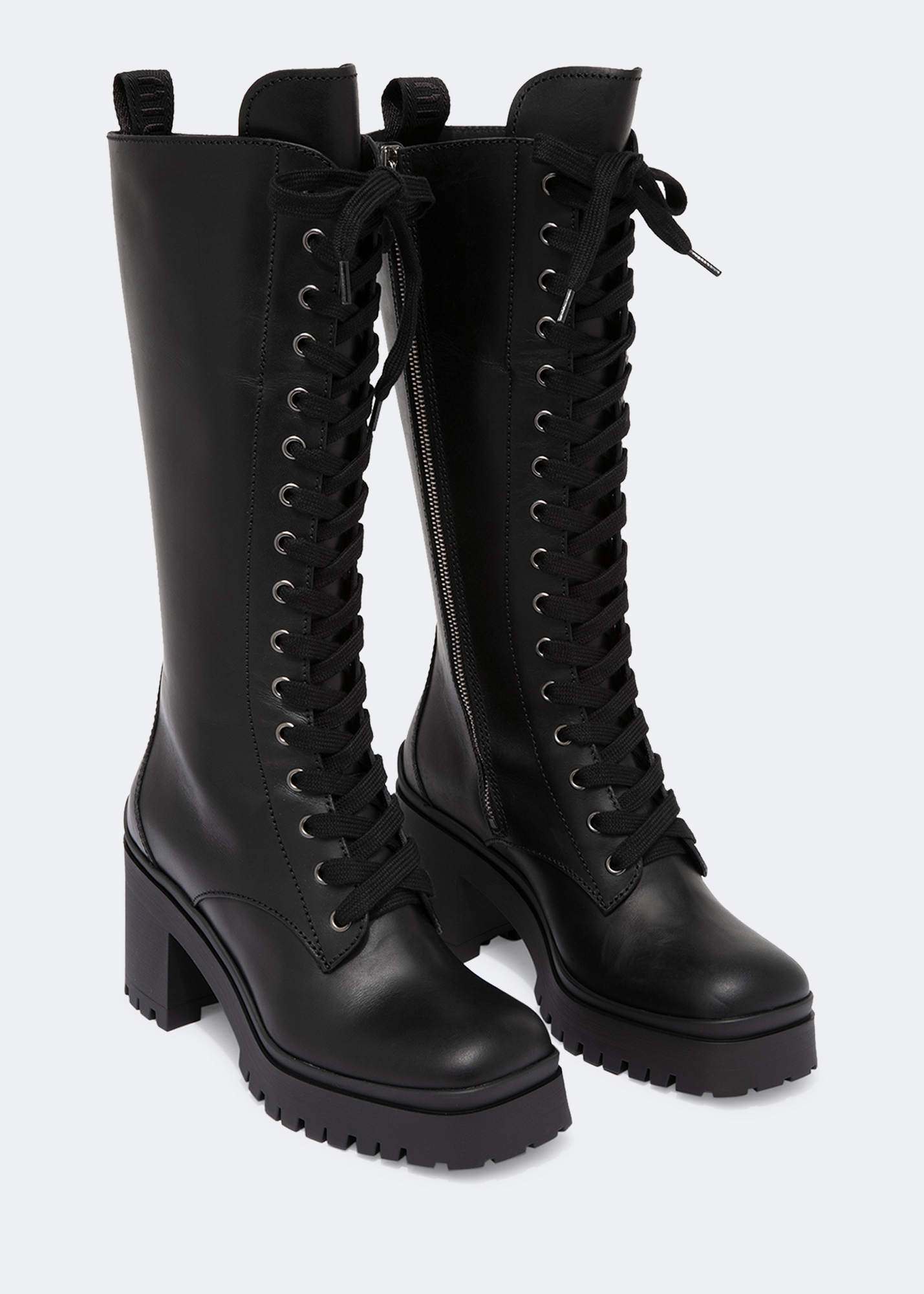 

Laced leather boots, Black