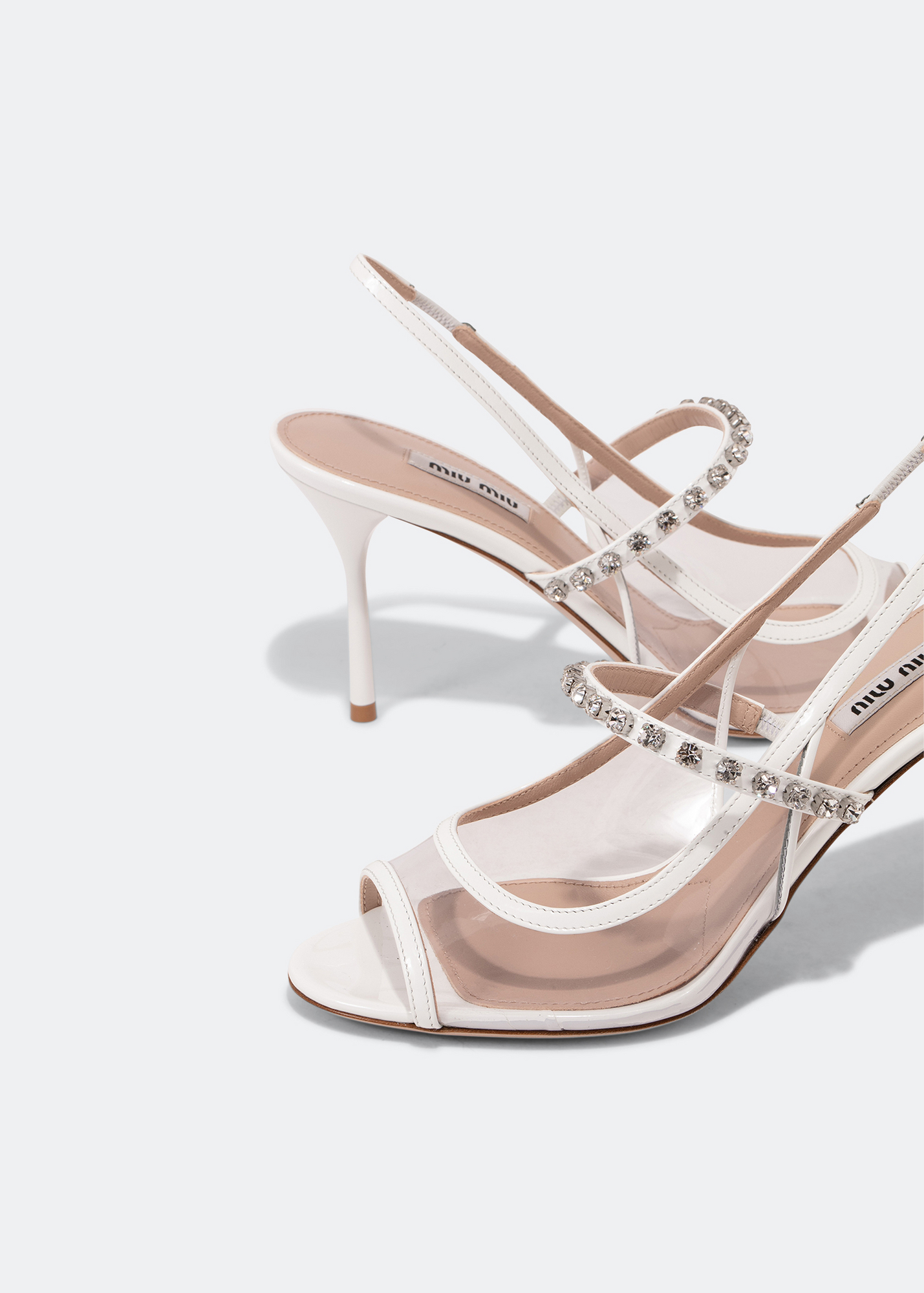 

Patent leather and vinyl sandals, White