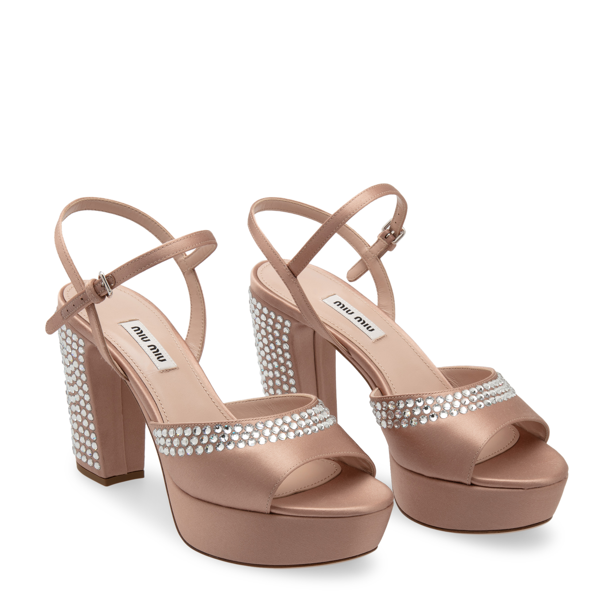 

Crystal platform sandals, Beige