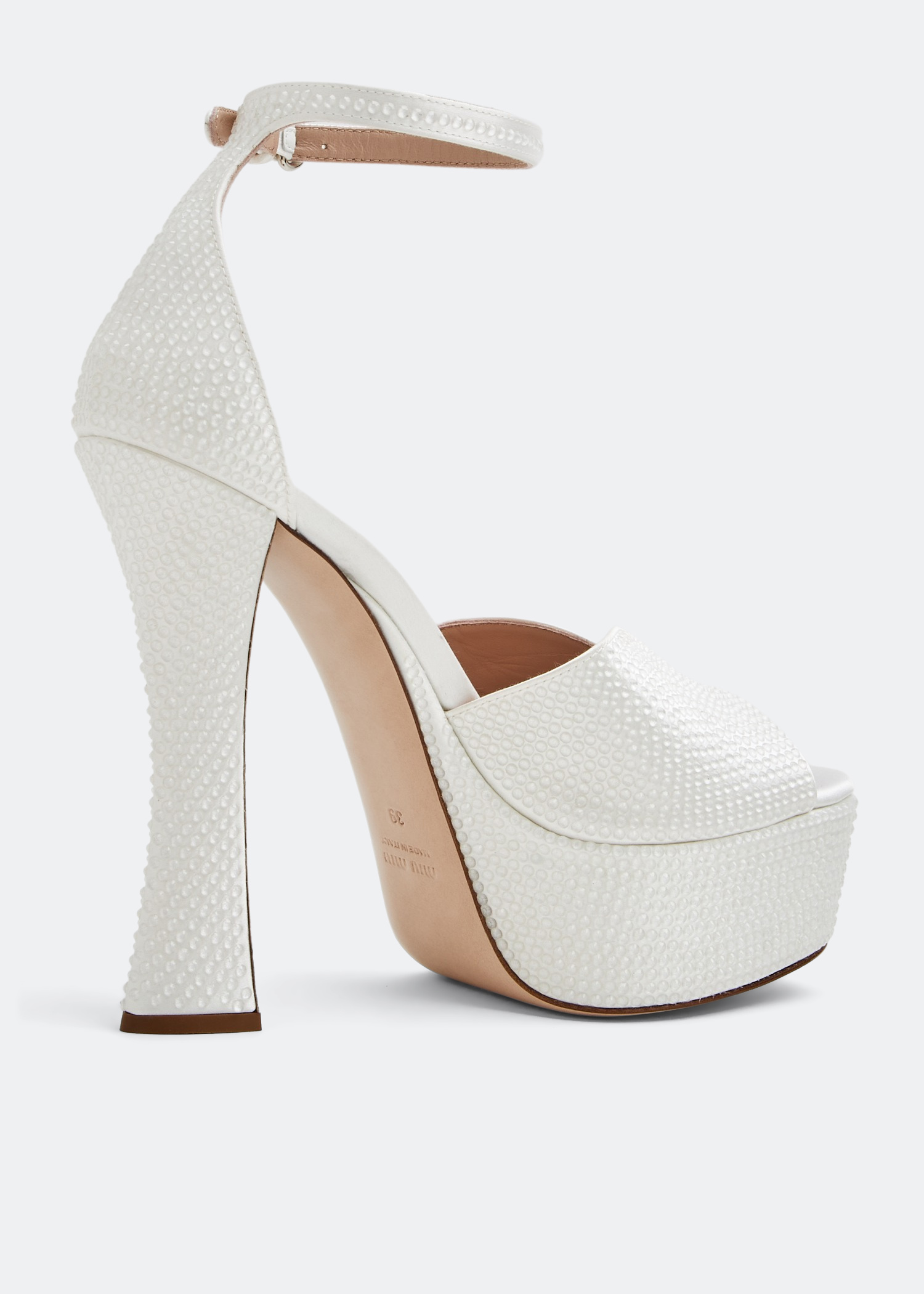 Miu Miu Crystal satin platform sandals for Women - White in KSA 