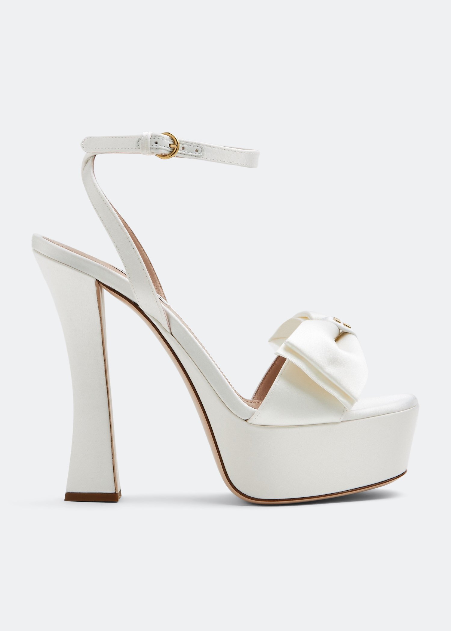 White satin sale platform heels