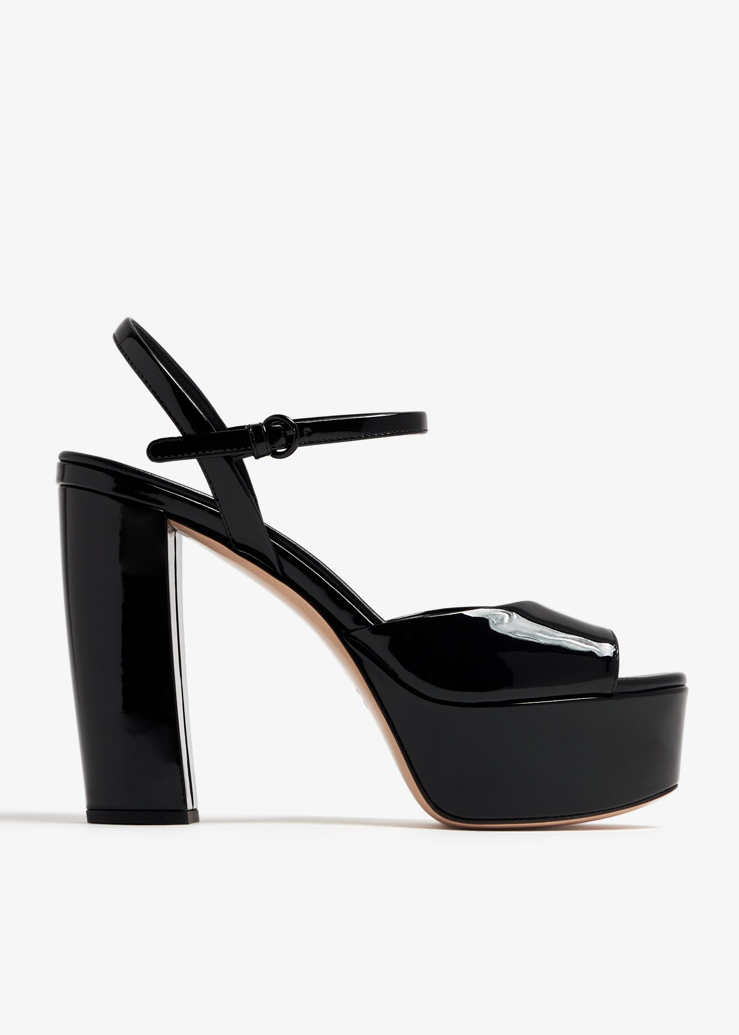 

Patent leather platform sandals, Black