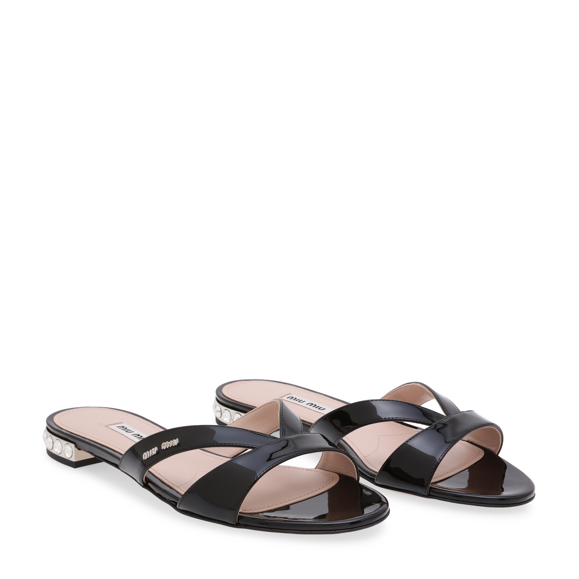 

Crystal-embellished flat sandals, Black