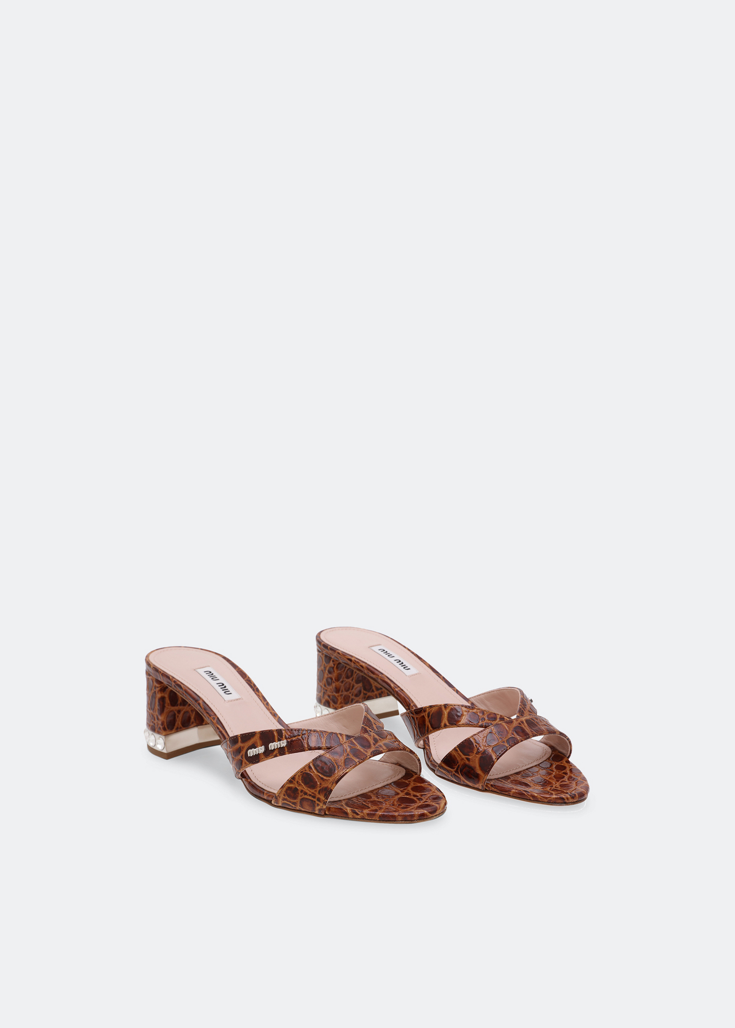 

Leather embellished sandals, Brown