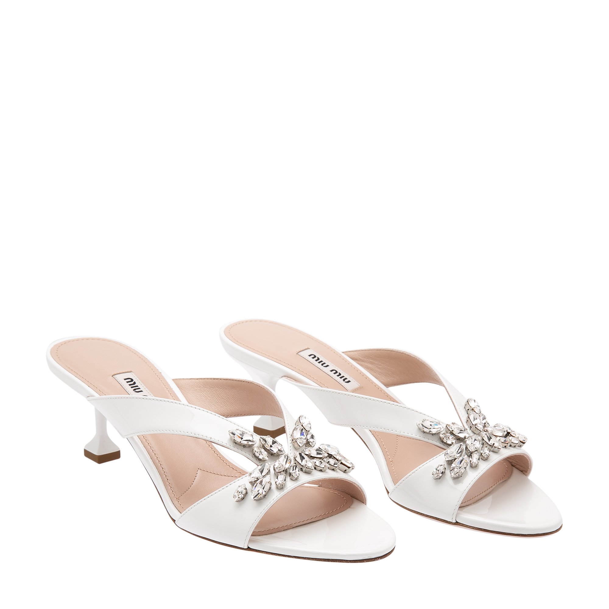 

Crystal-embellished leather sandals, White