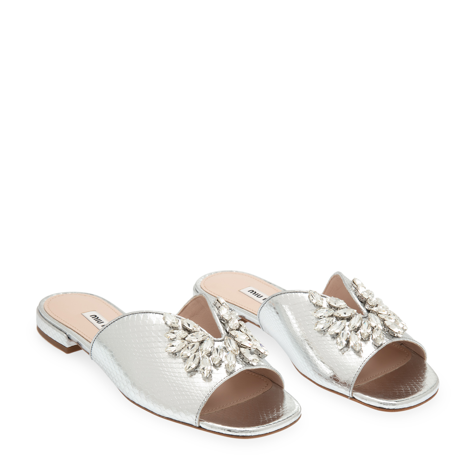 

Metallic mules, Silver