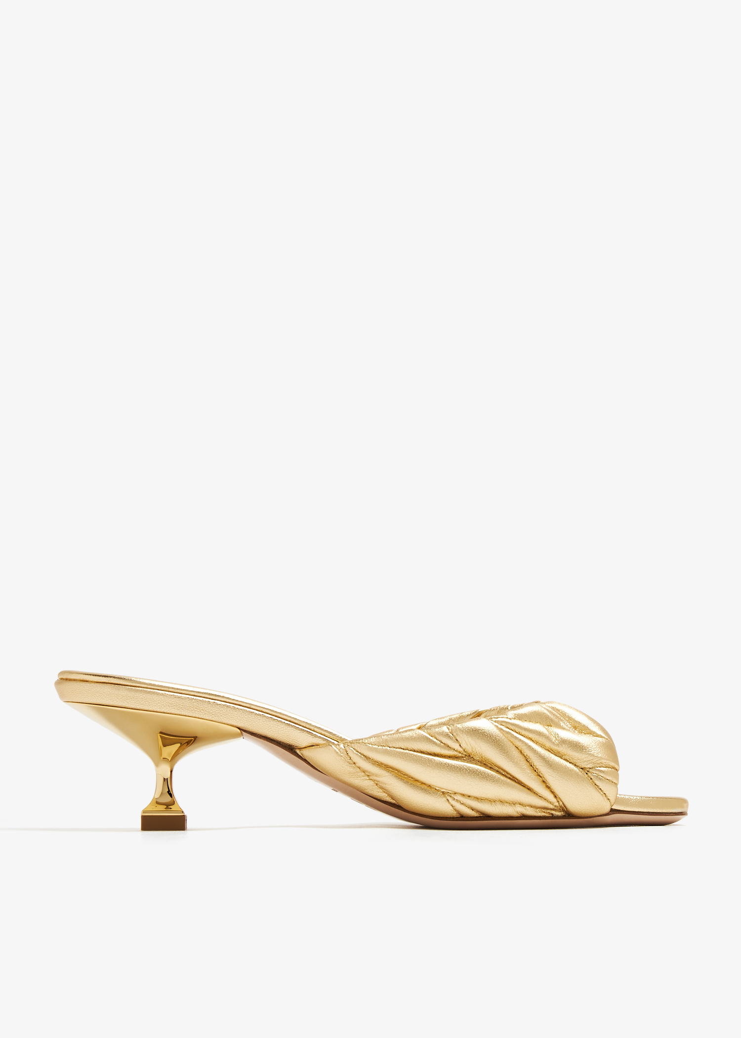 

Padded mordoré leather mules, Gold