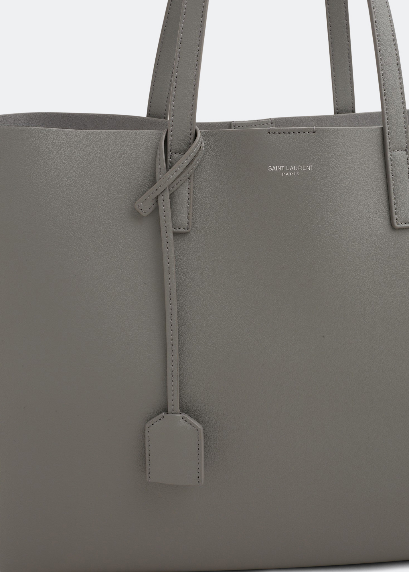 

Leather shopping tote bag, Grey