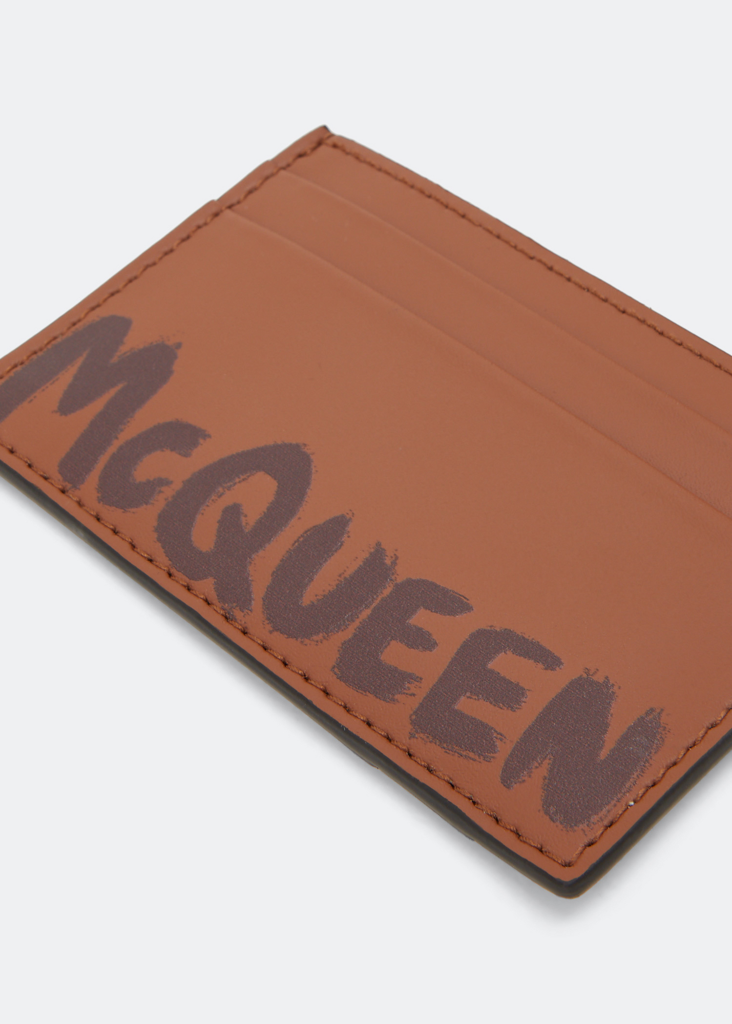 

Graffiti leather card holder, Brown