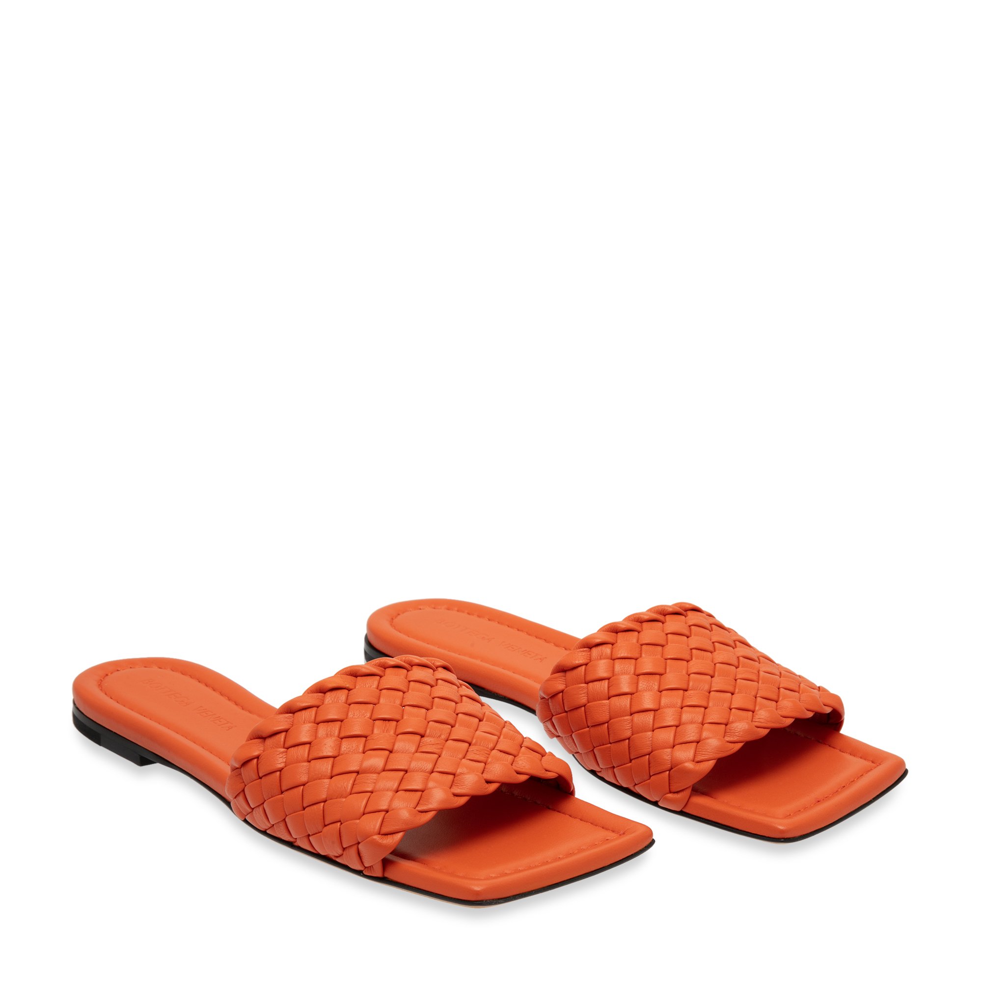 

Intrecciato leather flat sandals, Orange