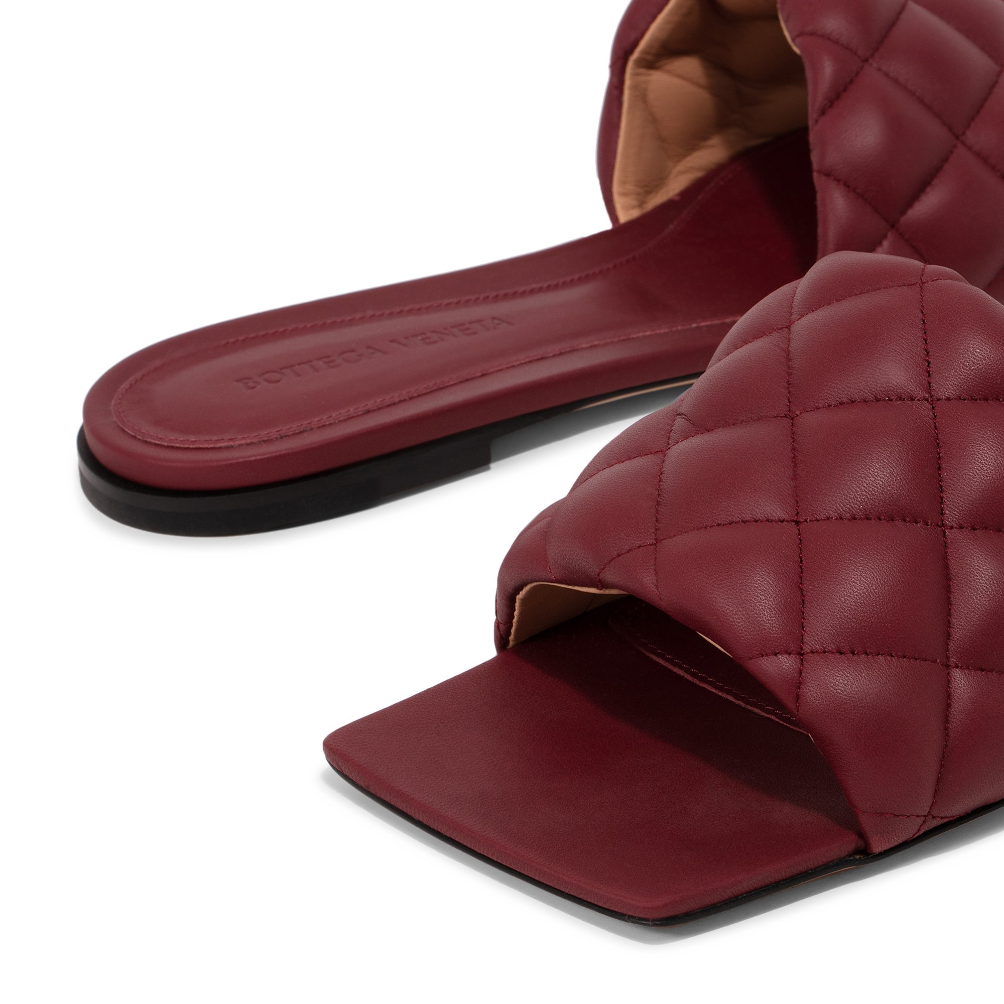 

Padded leather flat sandals, Burgundy