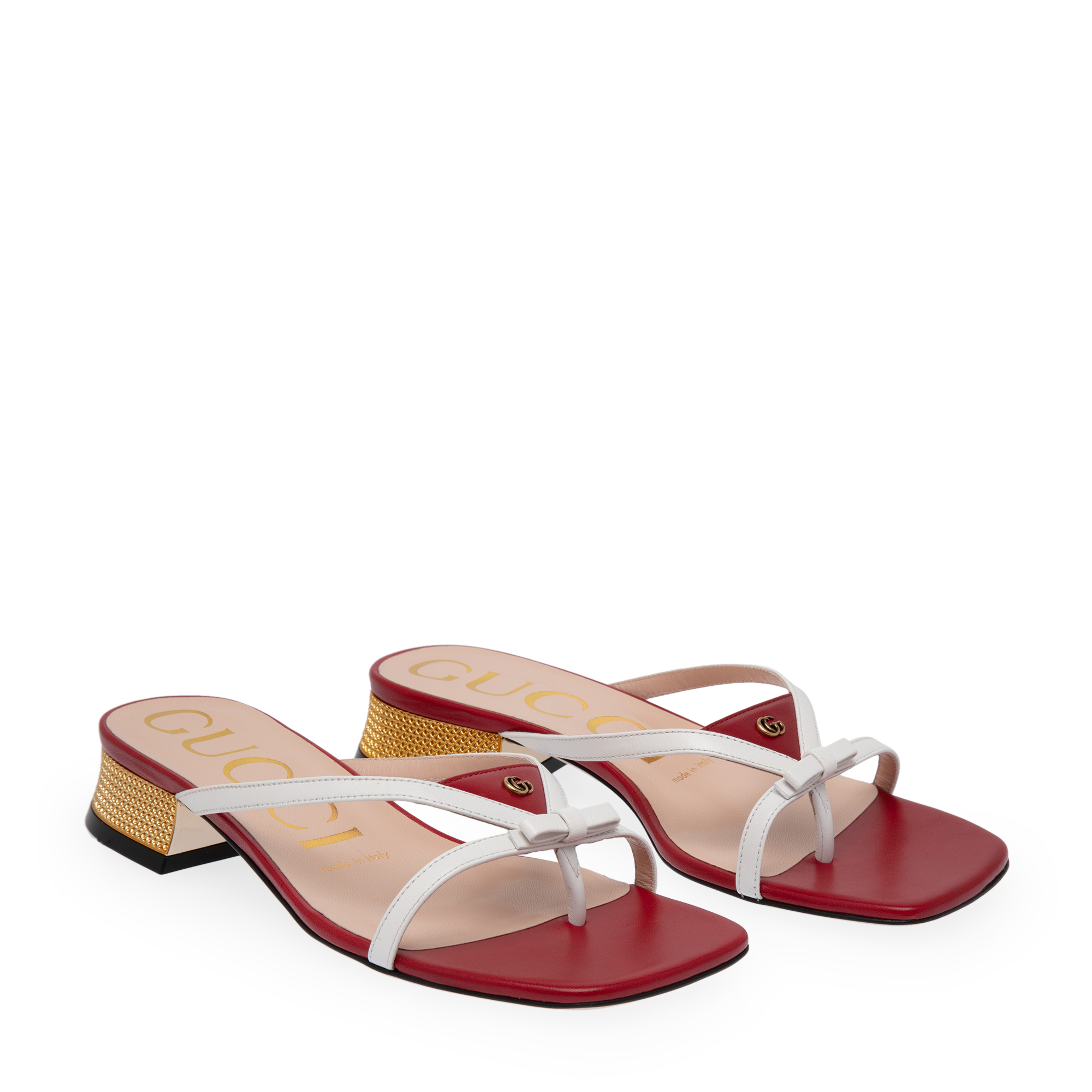 

Leather thong sandals, White