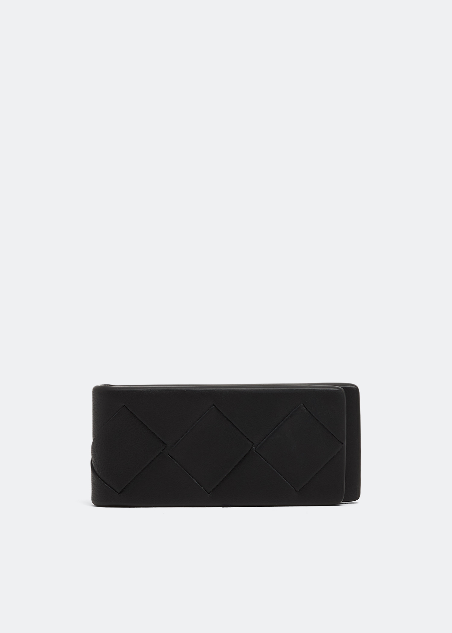 

Intrecciato leather money clip, Black