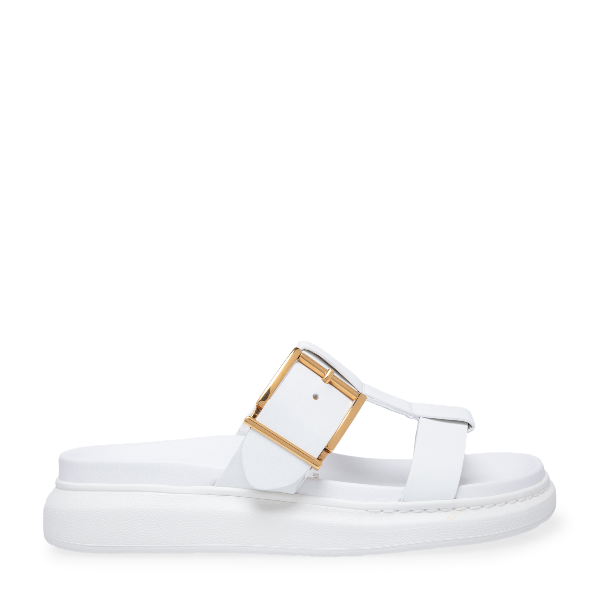 

Leather slide sandals, White