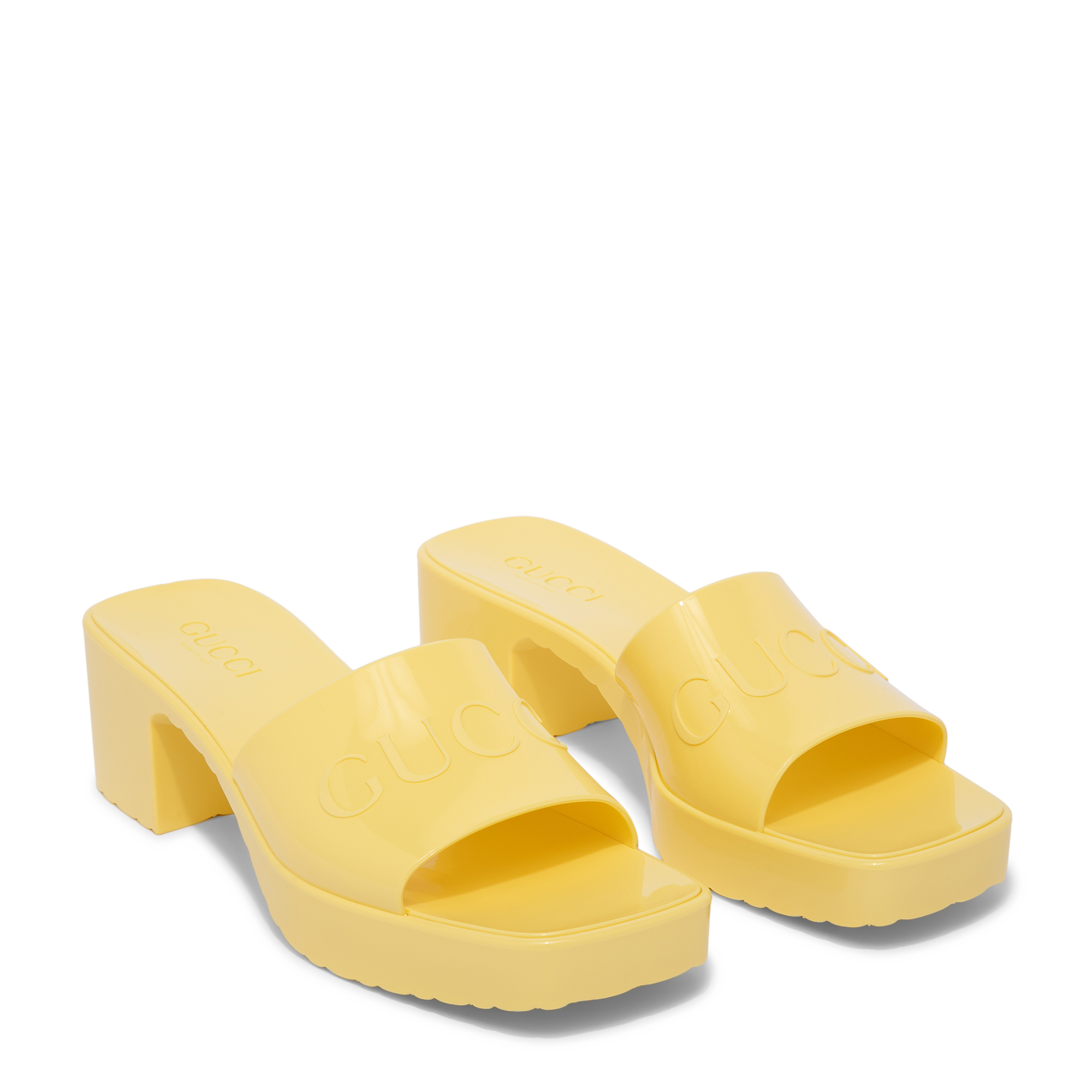 

Logo-embossed rubber mules, Yellow