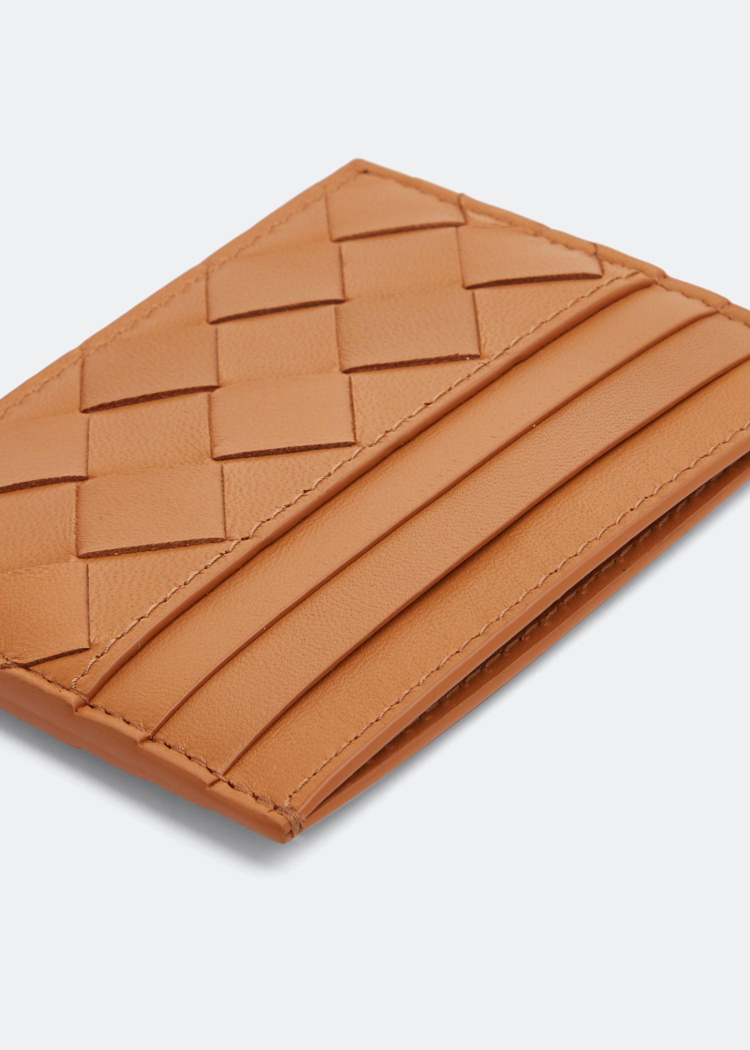 

Intrecciato card case, Brown