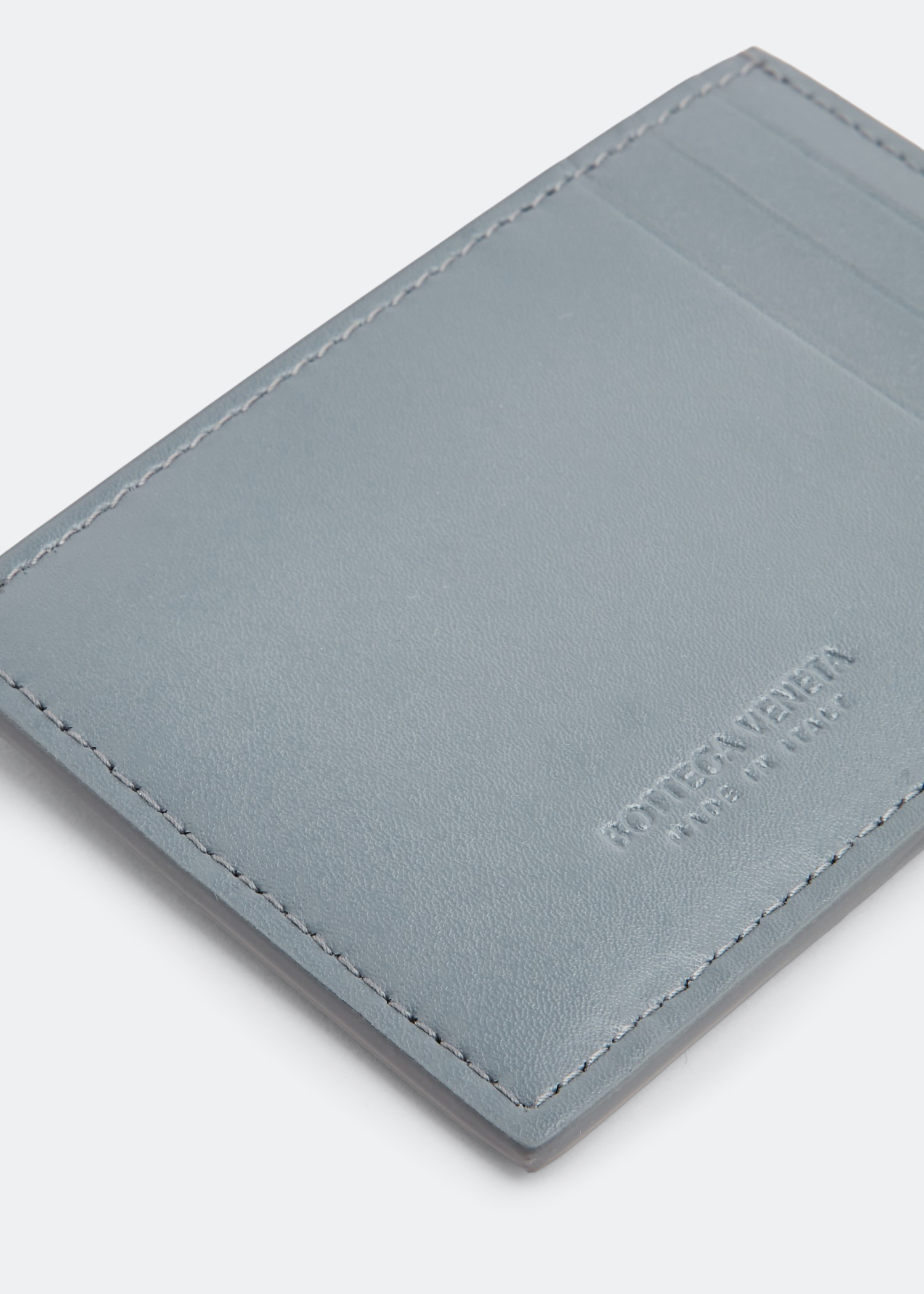 

Intrecciato leather card case, Grey