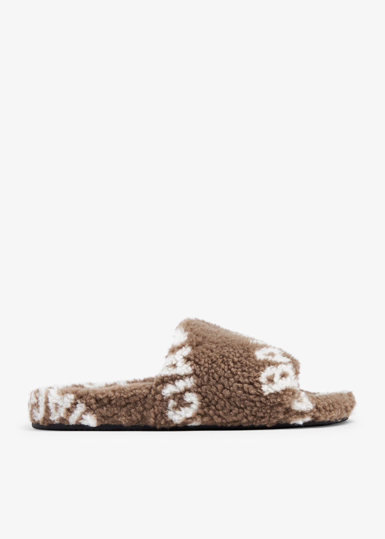 

Furry slide sandals, Brown