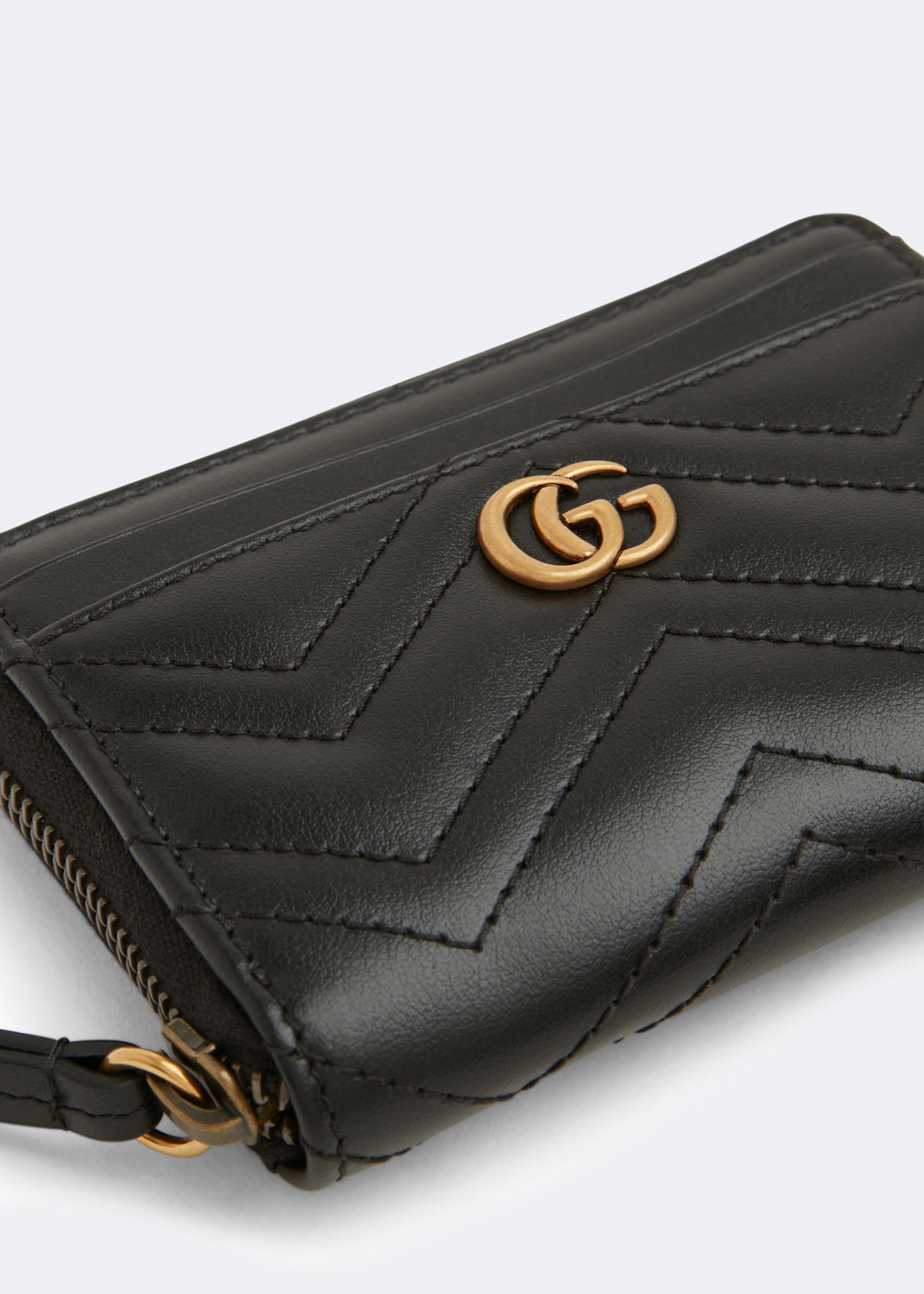 

GG Marmont matelassé zip card case, Black