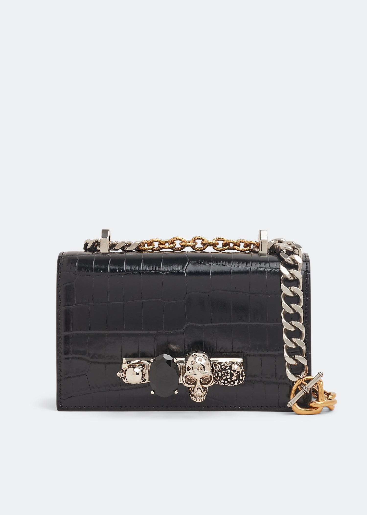 

Mini jewelled satchel, Black