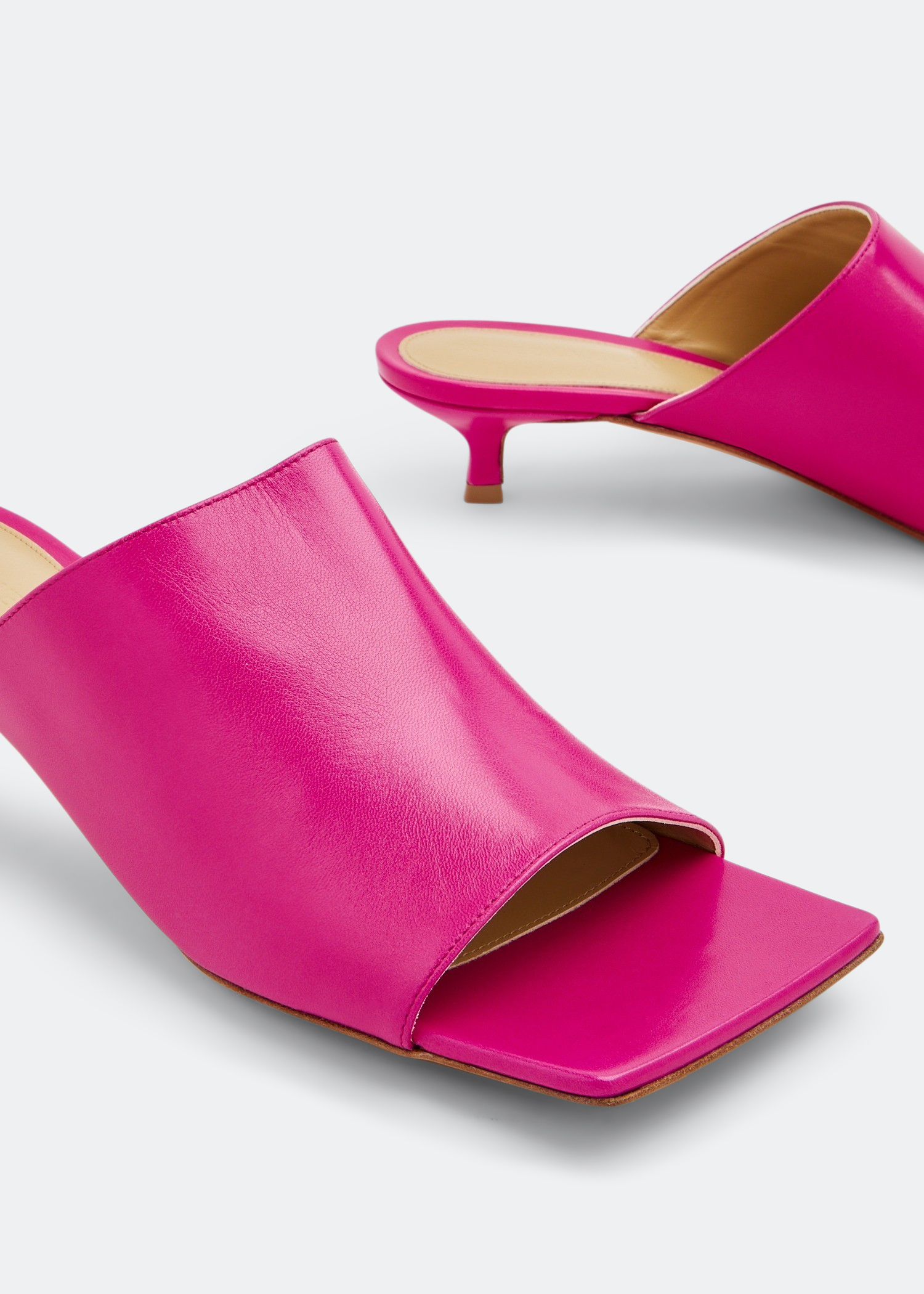 

Stretch leather mules, Pink