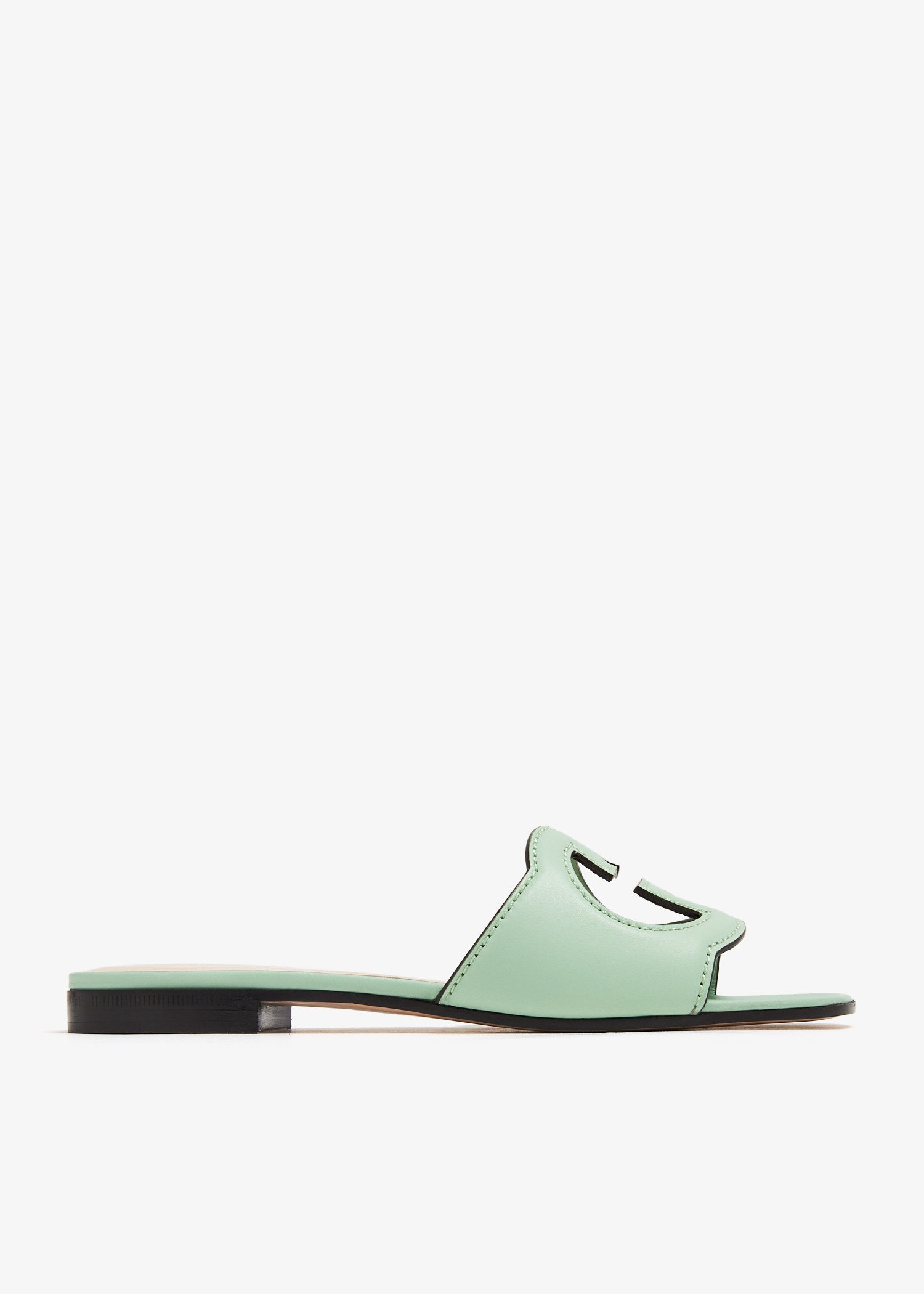 

Interlocking G cut-out slide sandals, Green