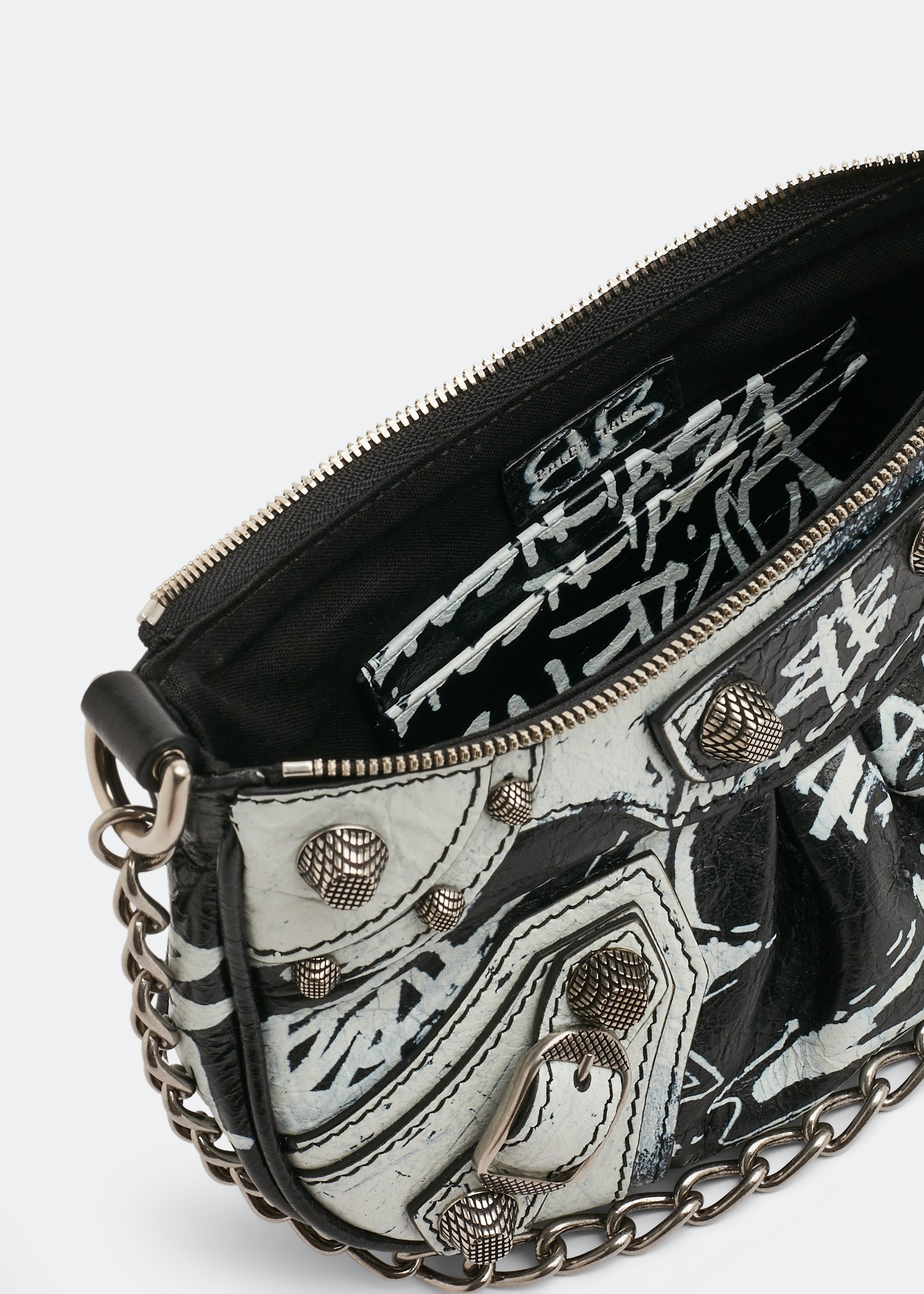 Balenciaga Small Crush Graffiti-Print Chain Bag