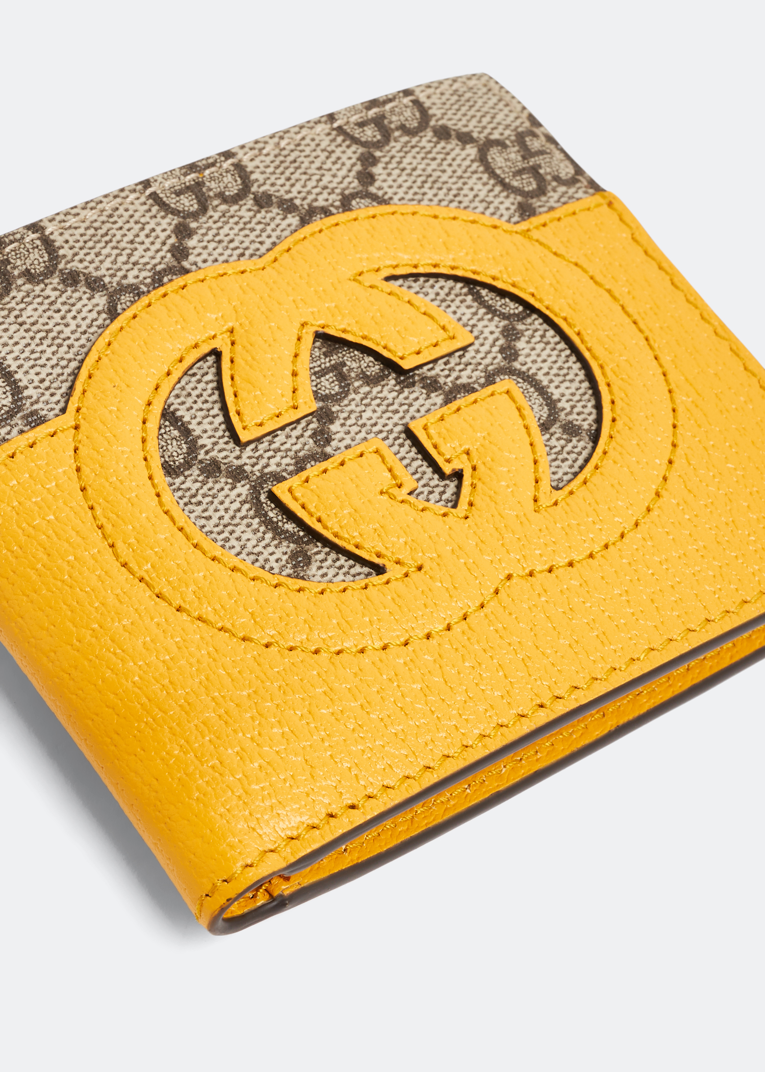 

Interlocking G cut-out wallet, Yellow