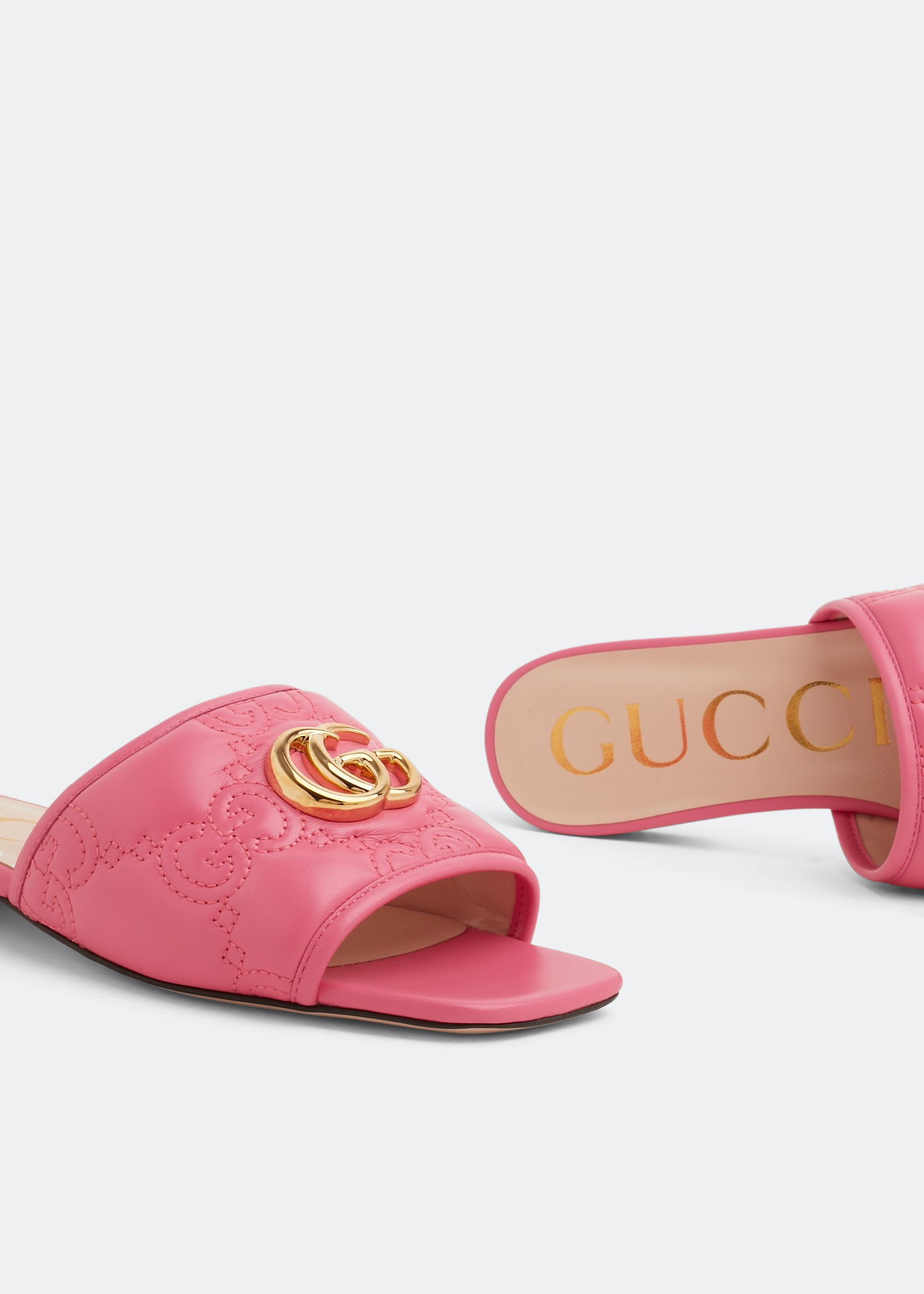 

GG matelassé slide sandals, Pink