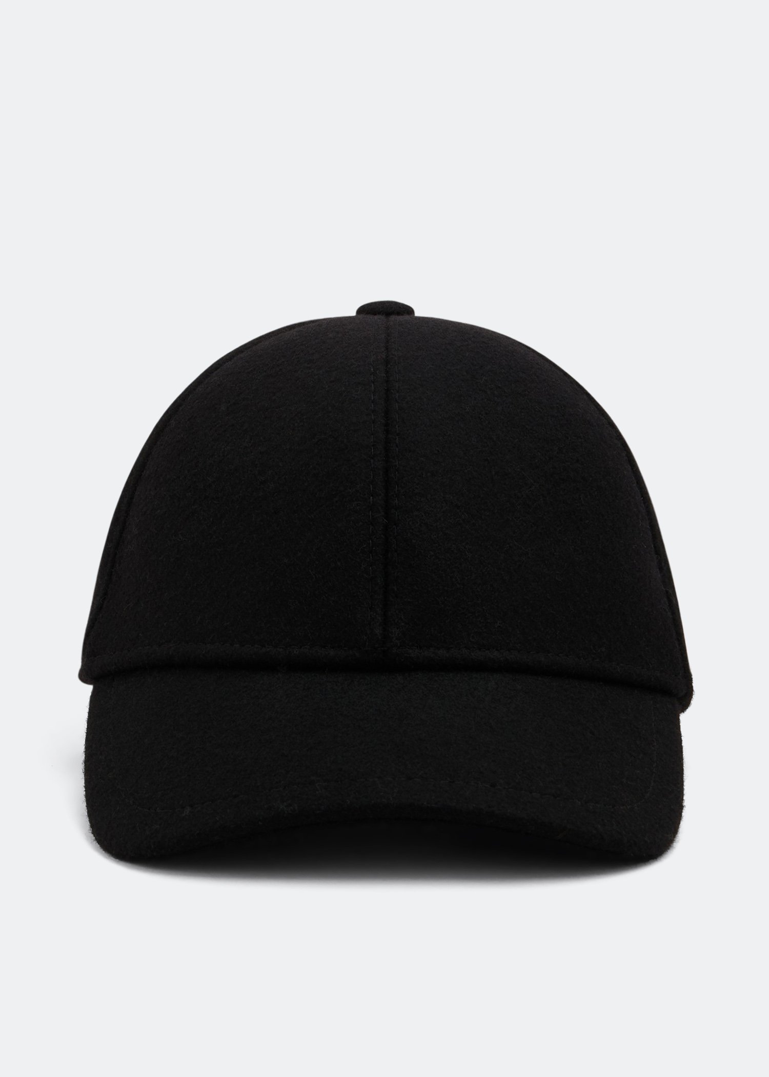 Black Logo-plaque felt baseball cap, Saint Laurent