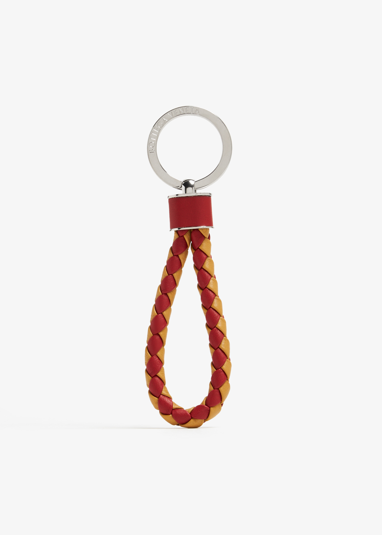 

Intrecciato-woven leather keyring, Red