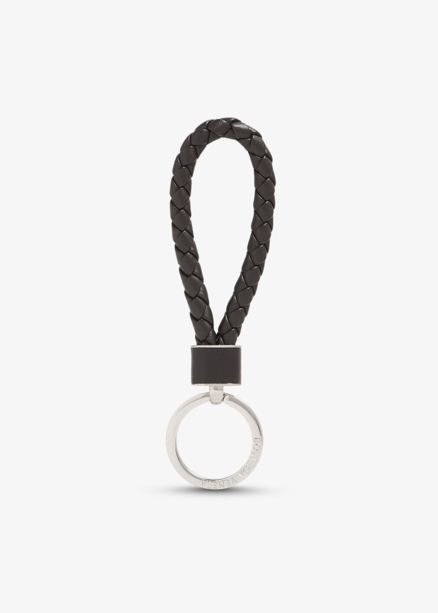 

Intrecciato-woven leather keyring, Black