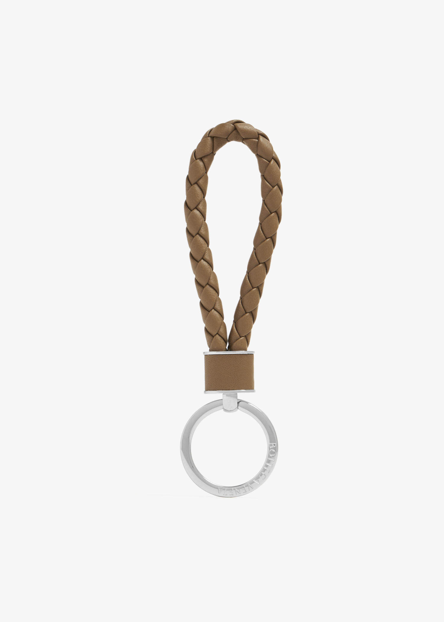 

Intrecciato-woven leather keyring, Brown